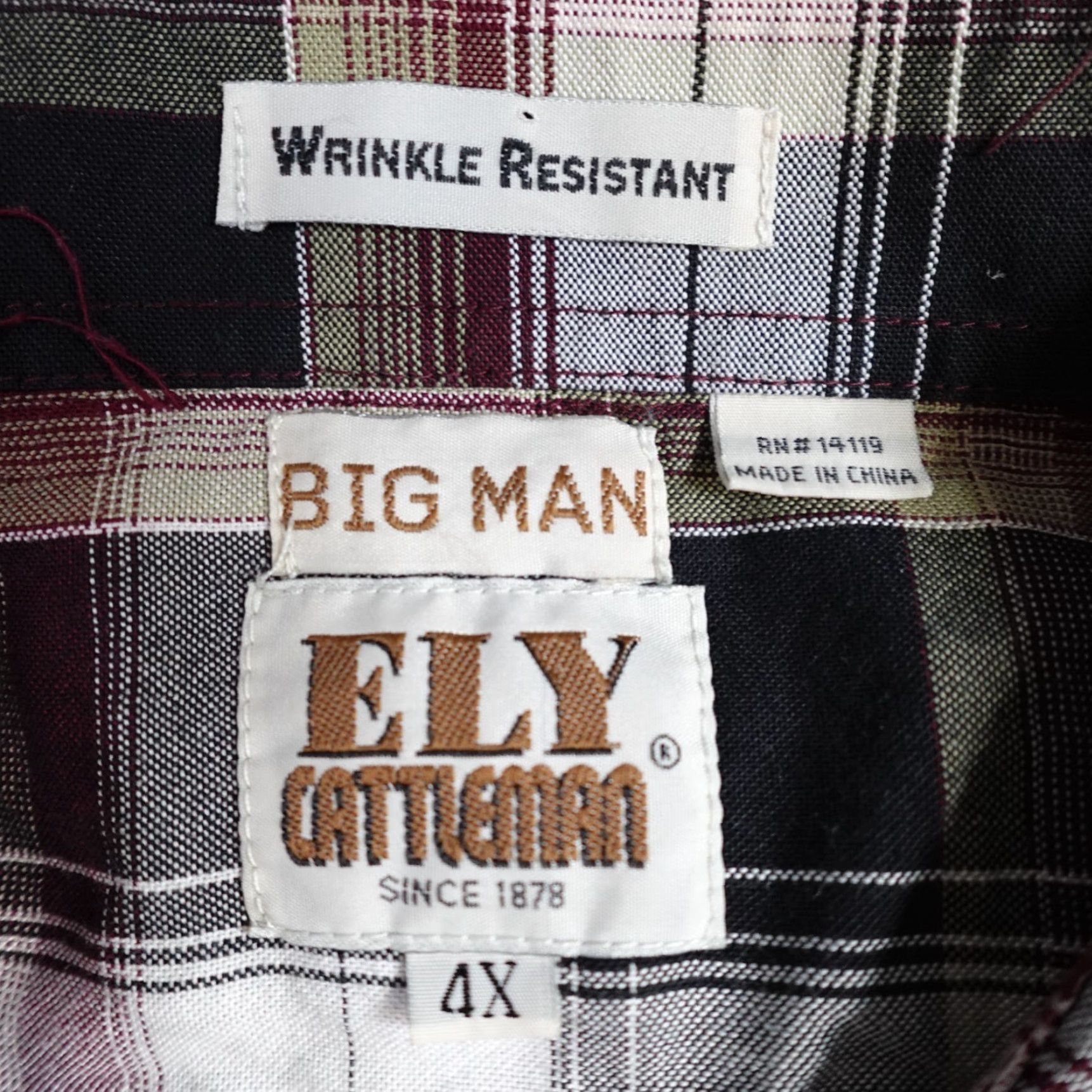 Vintage VINTAGE Ely Cattleman Shirt 4X Beige Plaid Short Sleeve Wrinkle Resistant Men Big & Tall 4X Button-Up Western Casual Shirl? Size US XXL / EU 58 / 5 - 3 Thumbnail