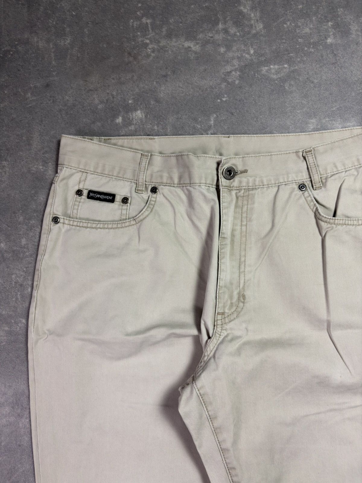 Yves Saint Laurent Yves Saint Laurent YSL Back Logo Beige Trousers Pants 34 Size US 34 / EU 50 - 3 Thumbnail