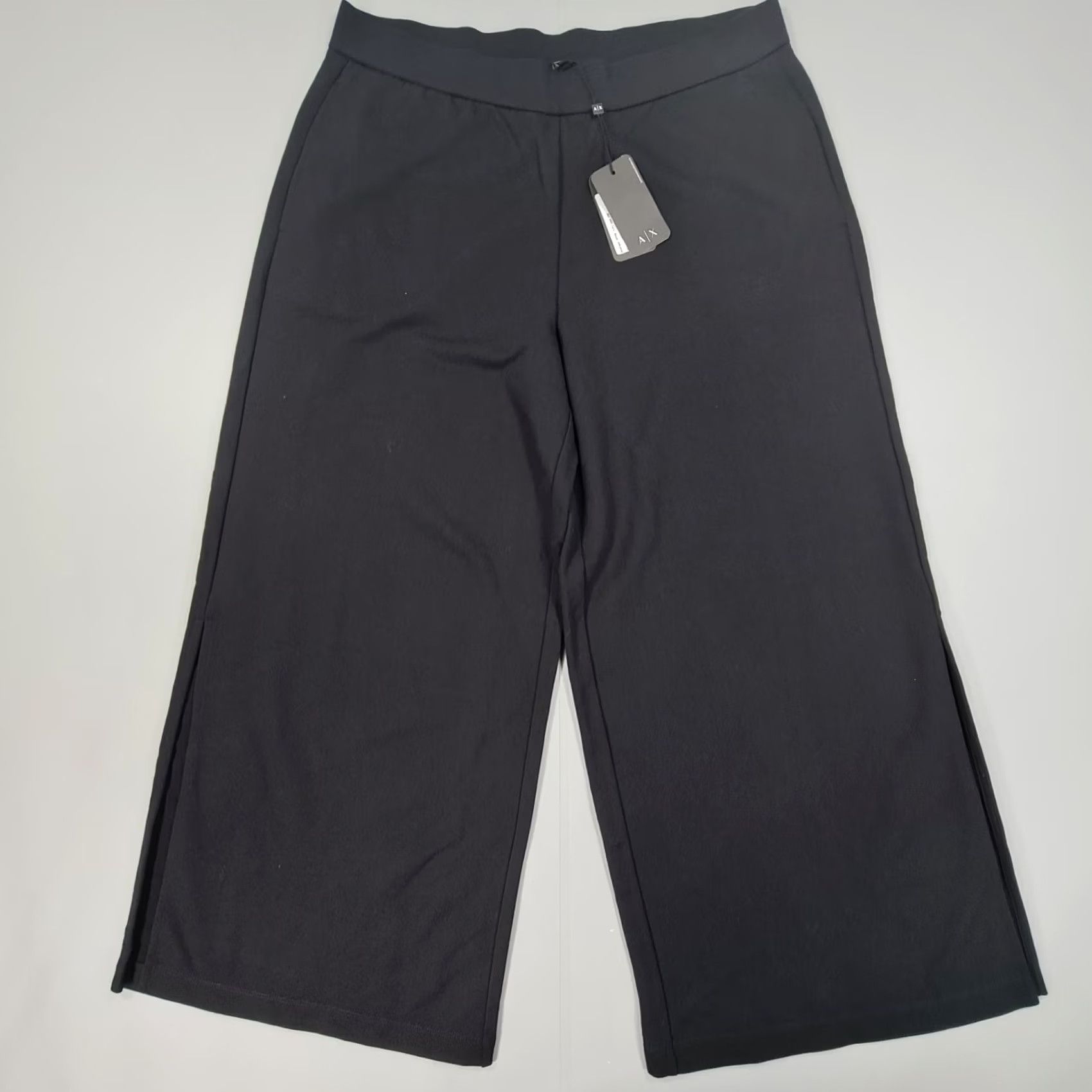 Armani Exchange Armani Exchange Womens Sweatpants Black XL Wide Leg Side Slit Baggy Pants Size 40" / US 18 - 2 Thumbnail