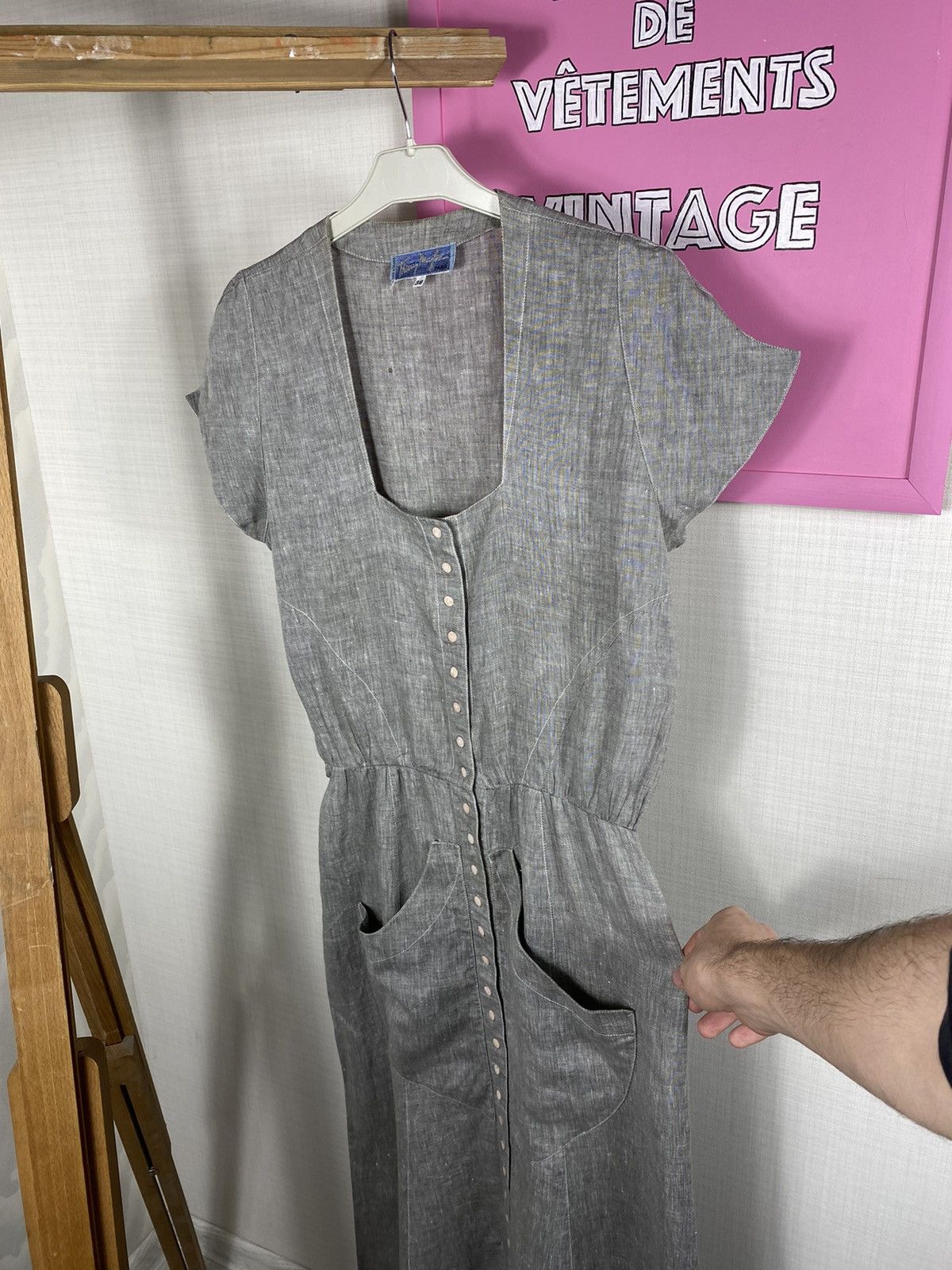 Thierry Mugler × Vintage Thierry Mugler Linen Dress Size S / US 4 / IT 40 - 11 Thumbnail