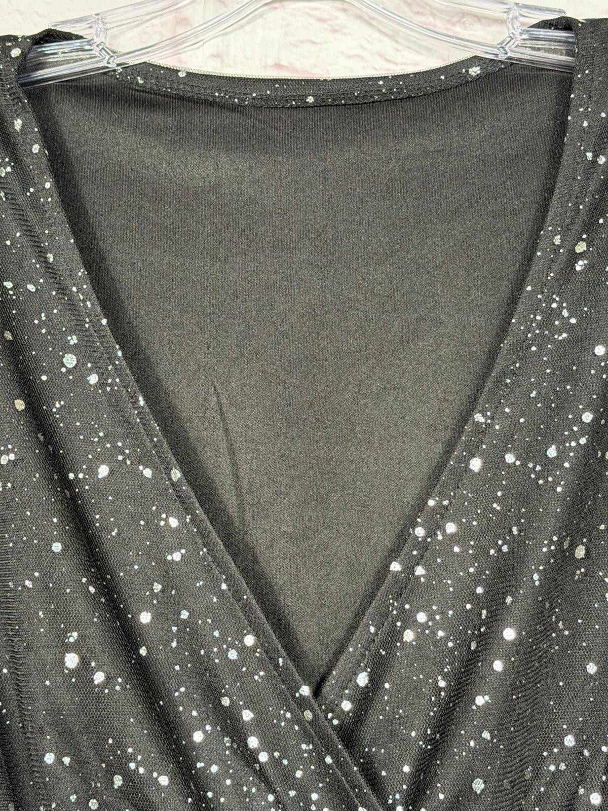 Other Black Glitter Mesh Long Sleeve Large Dress Size L / US 10 / IT 46 - 4 Thumbnail