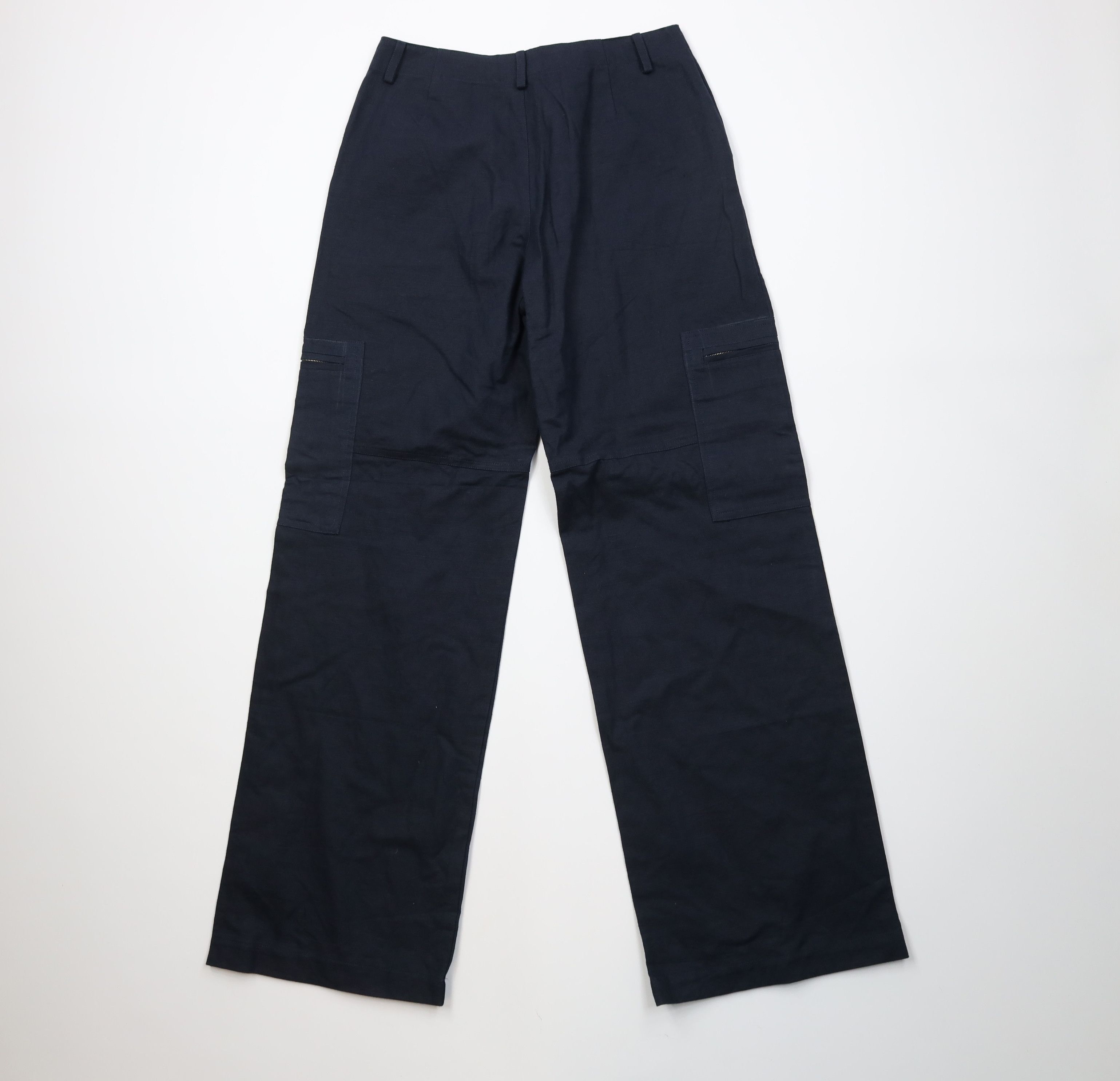 Vintage Vintage 70s Streetwear Baggy Wide Leg Cargo Pants Navy Blue Size 28" / US 6 / IT 42 - 8 Thumbnail
