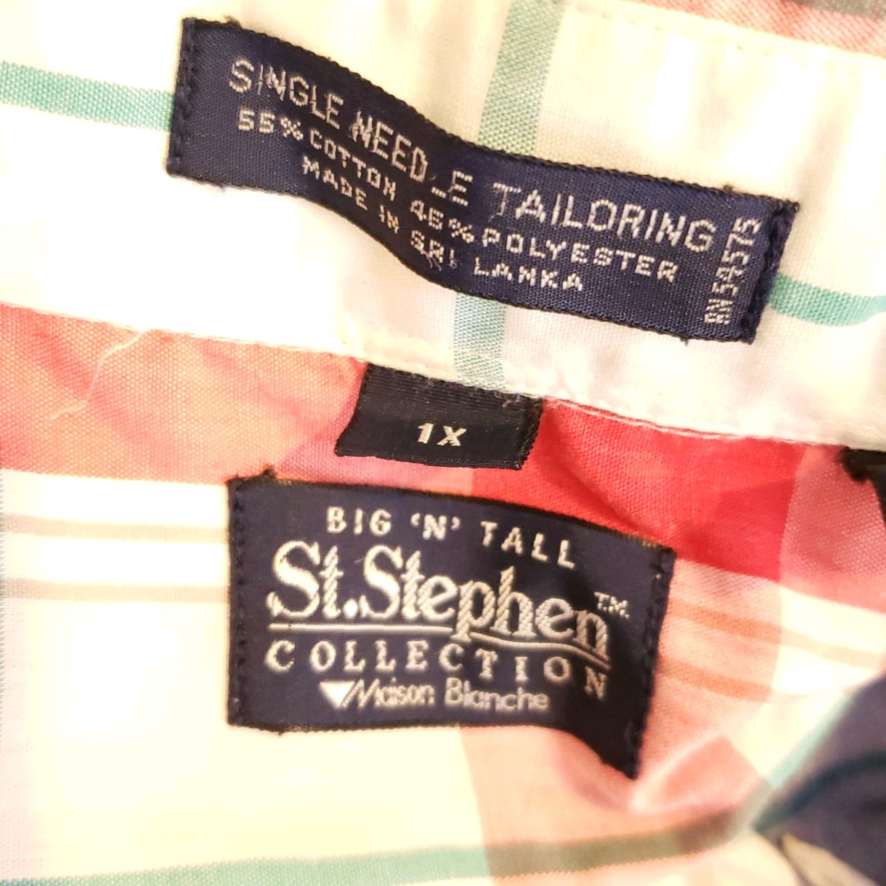 Needles VINTAGE St Stephen Collection 1X Big & Tall Button-Up Plaid Short Sleeve Red White Blue Tailoring Shirt Mens Size ONE SIZE - 6 Thumbnail