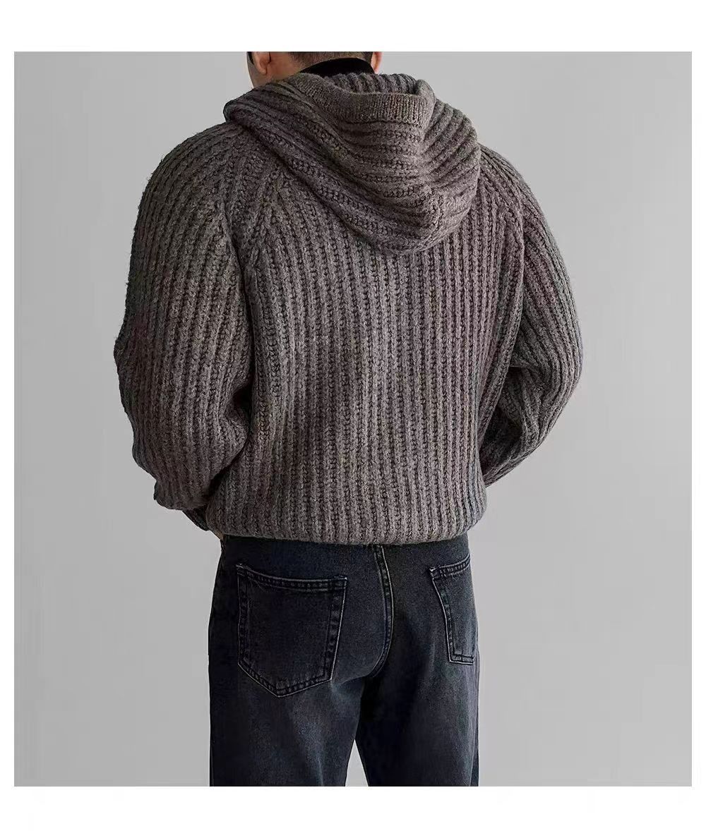 Japanese Brand Vintage Knit Thick Sweater Brown L Hooded Jacket Coat Size US L / EU 52-54 / 3 - 5 Thumbnail