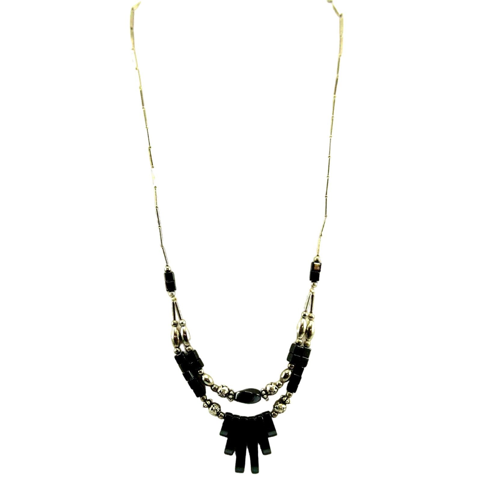 Other Vintage Genuine Hematite Necklace • Silvertone Beads • 20" Size ONE SIZE - 2 Thumbnail