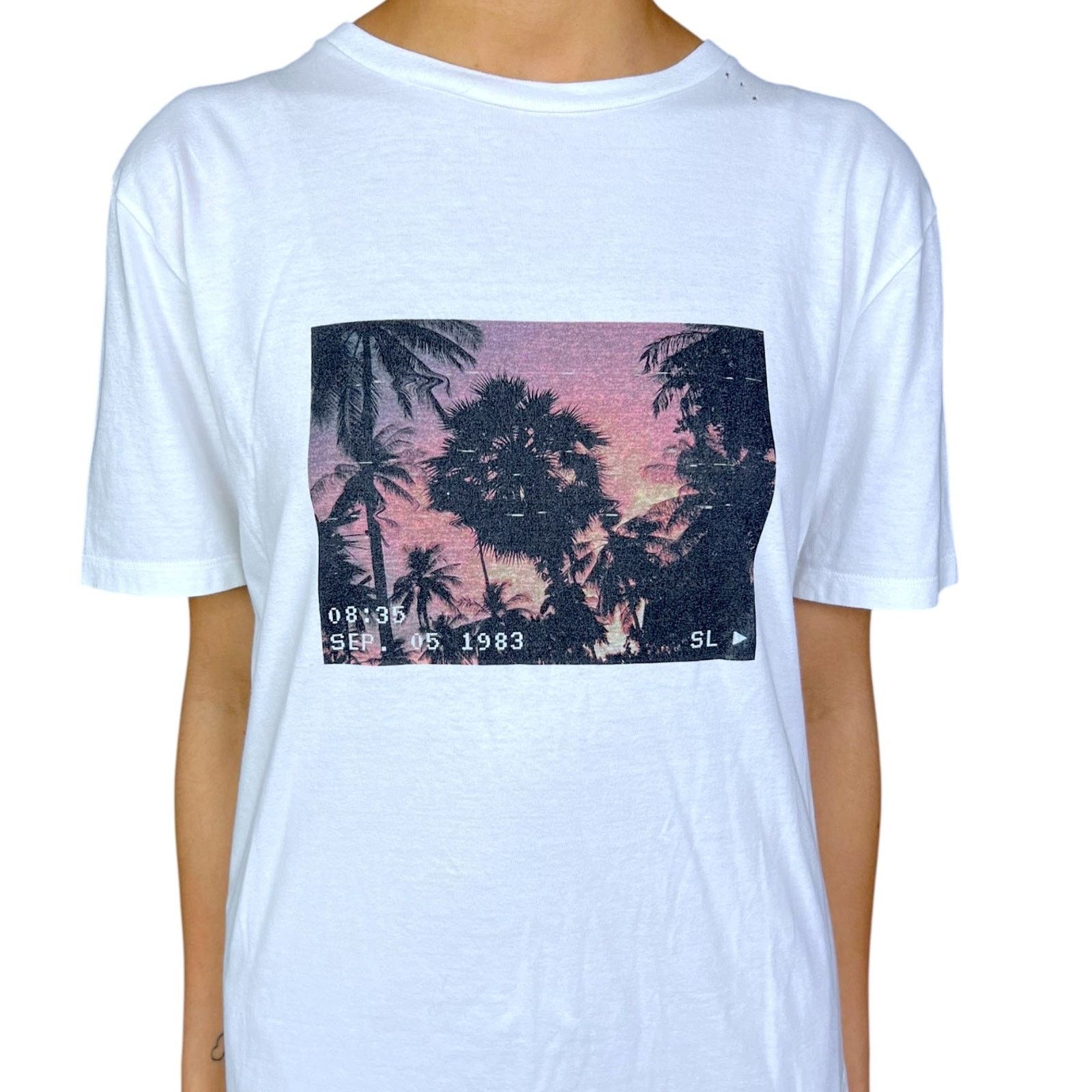 Saint Laurent Paris Saint Laurent Paris Women's S Distressed Palm VHS T-Shirt Size S / US 4 / IT 40 - 2 Thumbnail