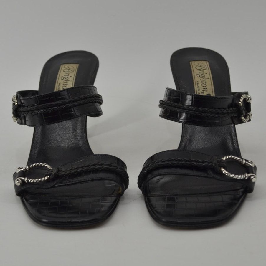 Brighton Brighton Raven Leather Black Slip On Heels Sandals Croc 8 M Size US 8 / IT 38 - 4 Thumbnail