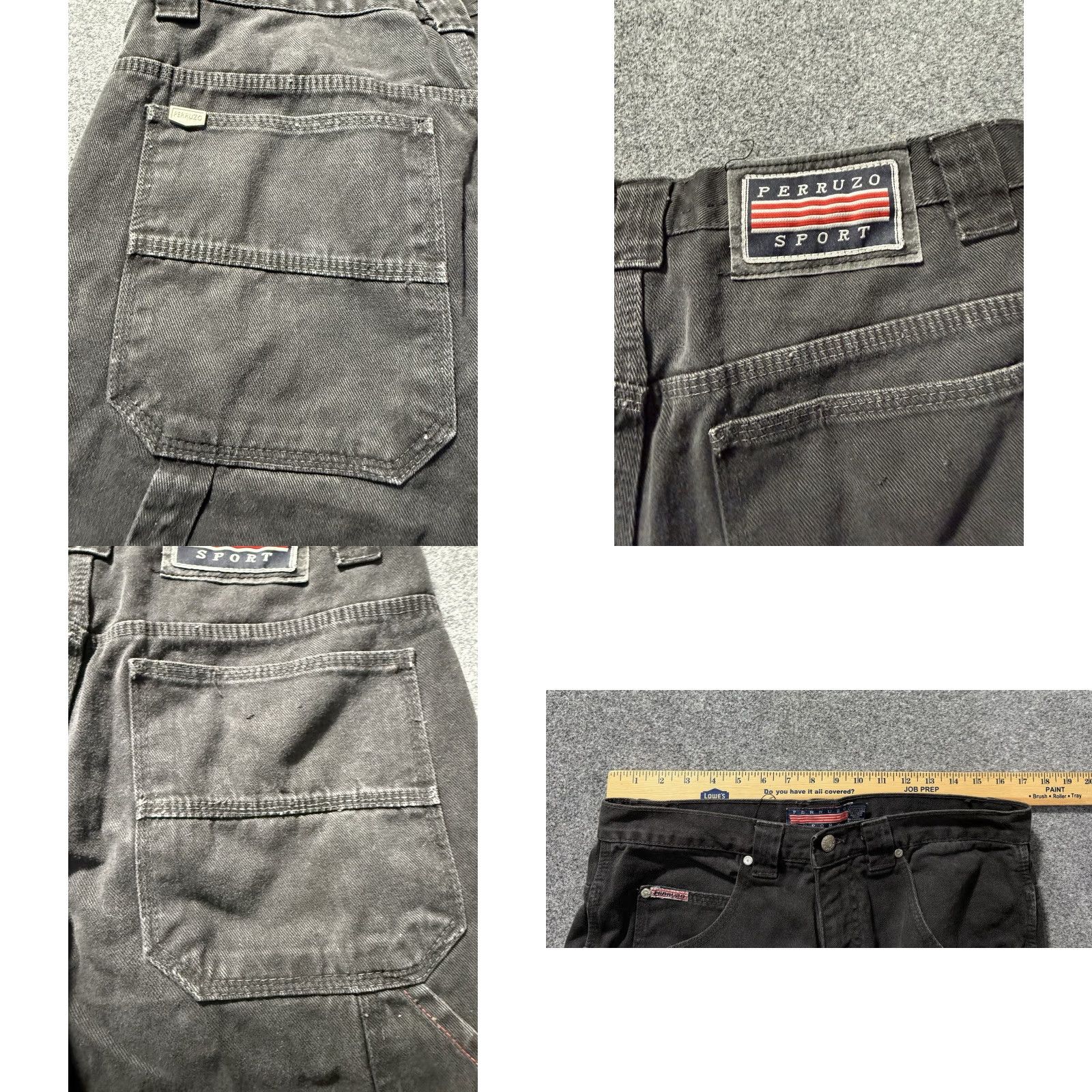 Denime VINTAGE Perruzo Sport Men Jorts Shorts 34 Black Denim Carpenter Baggy Grunge Skater Y2K Mens Size US 34 / EU 50 - 8 Thumbnail