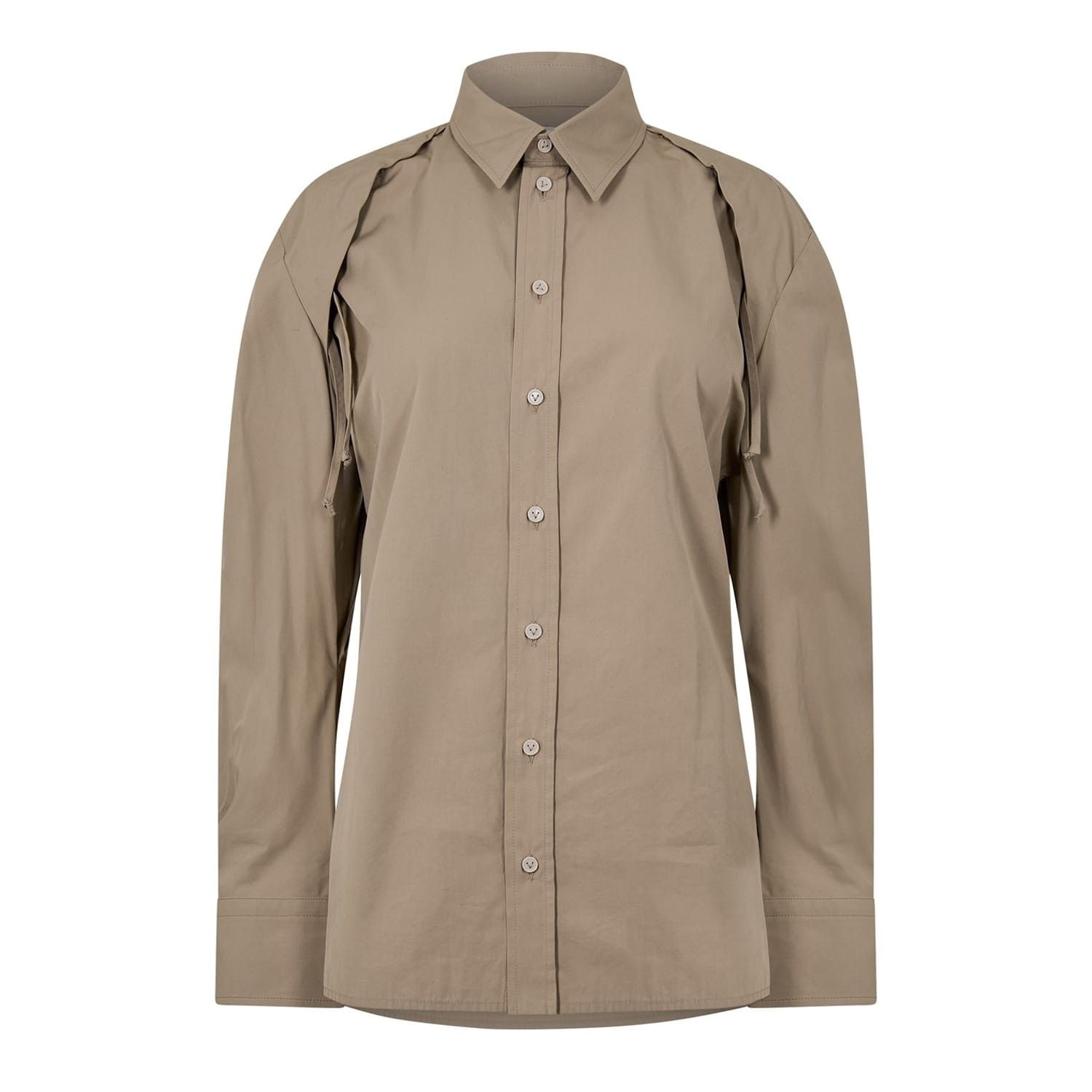 Bottega Veneta Bottega Veneta Double Long Sleeve Regular Fit Shirt in Beige Size S / US 4 / IT 40 - 1 Thumbnail