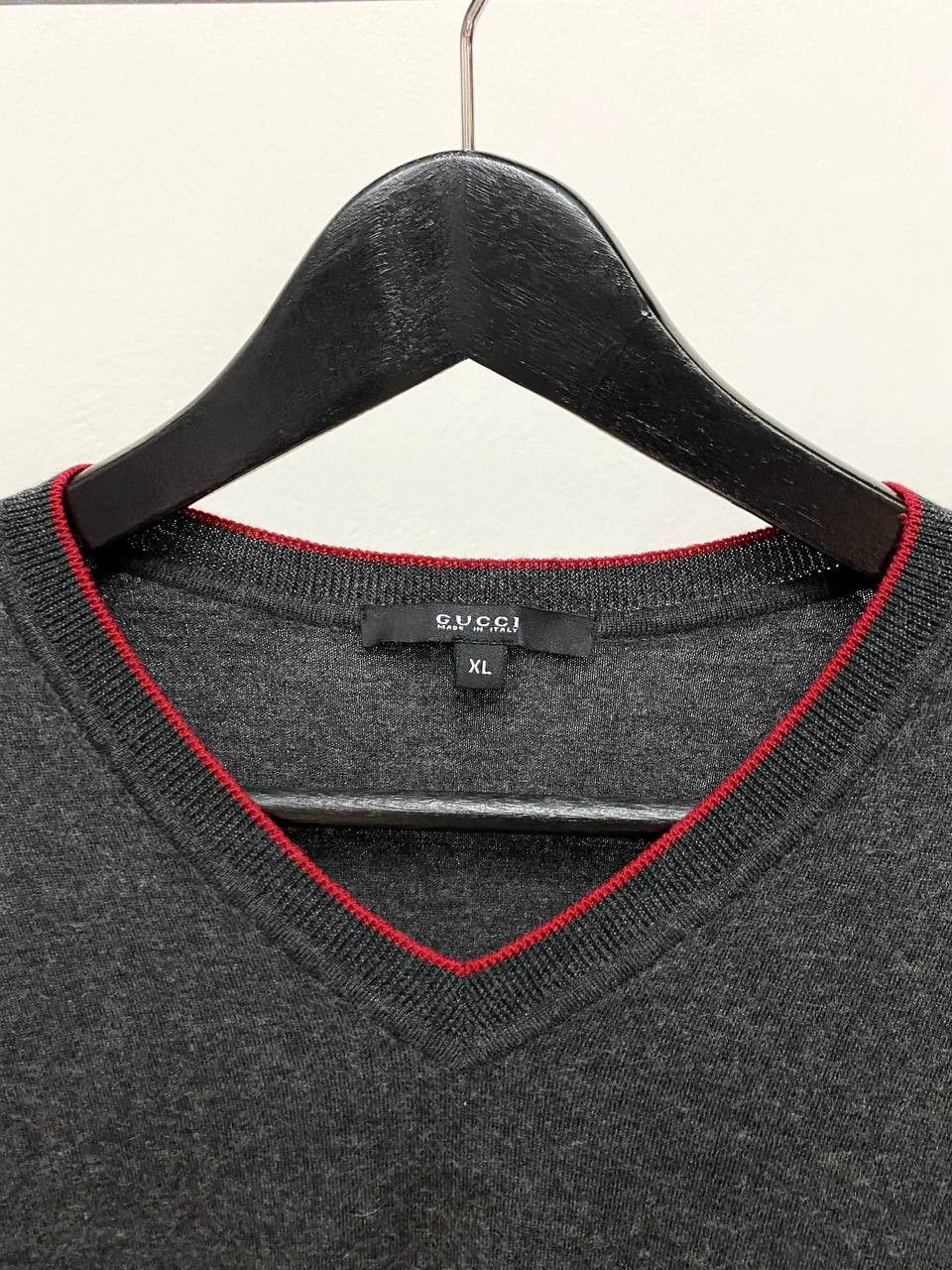 Gucci Gucci x Tom Ford Web Stripe Gray Wool V Neck Sweater Y2K Size US XL / EU 56 / 4 - 6 Thumbnail