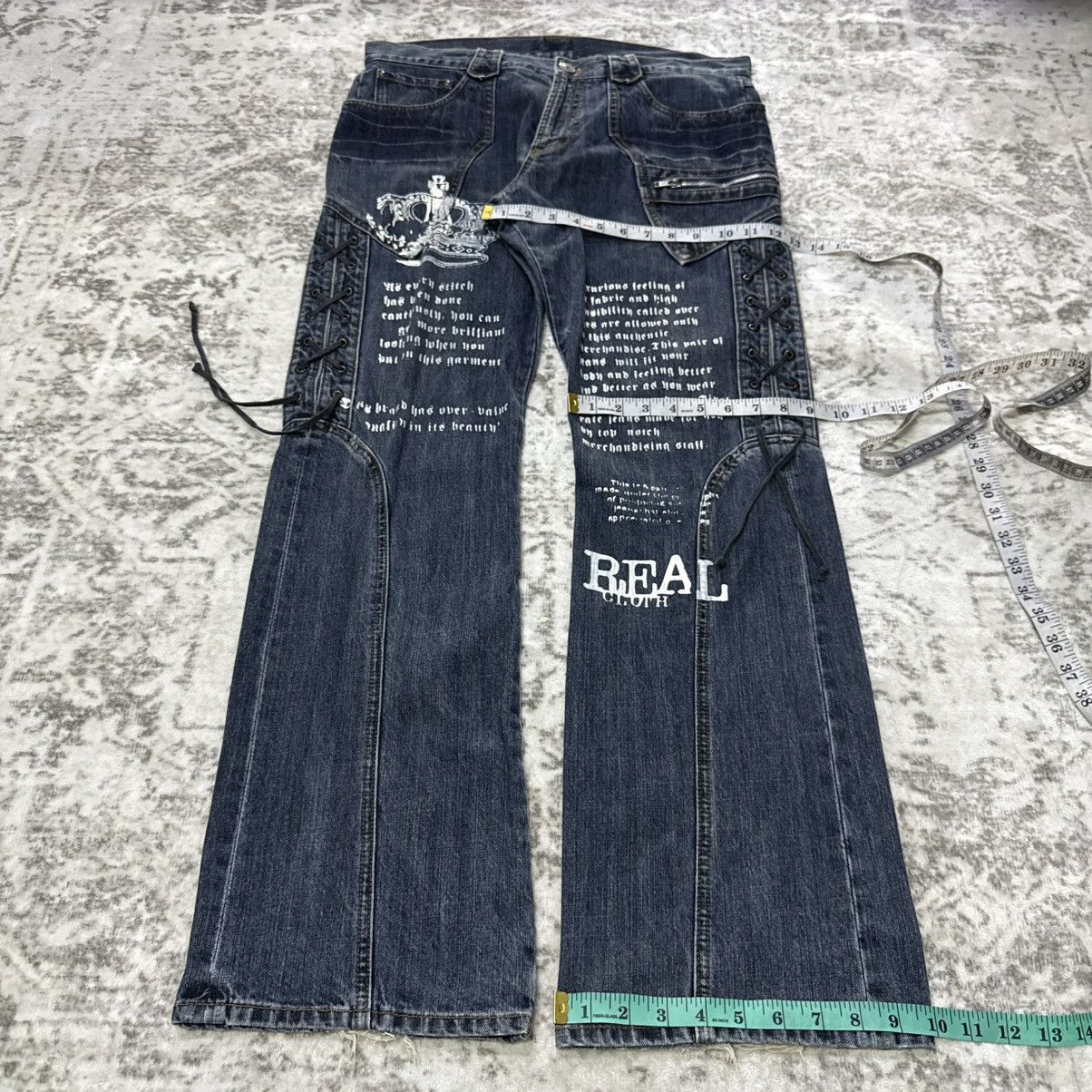 If Six Was Nine Japanese Brand Poems Paneled Lace Up Flare Jeans Size US 34 / EU 50 - 11 Thumbnail