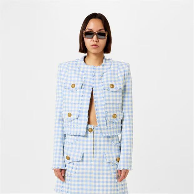 Balmain o1g2r1mq0924 Jacket in Blanc & Blue Size S / US 4 / IT 40 - 3 Thumbnail