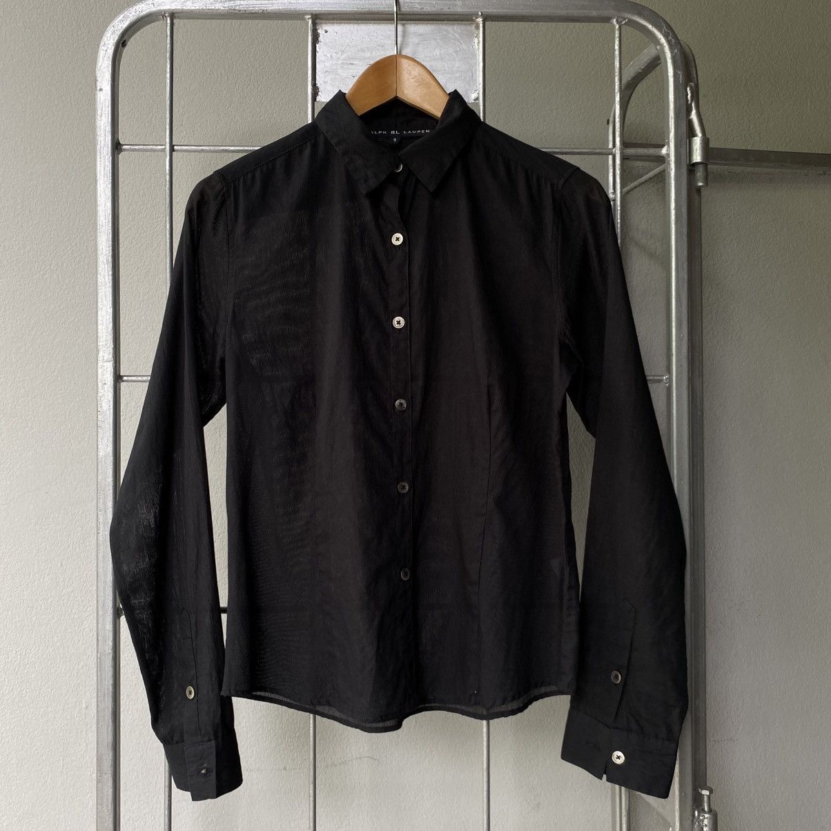 Designer RALPH RL LAUREN Lightweight Black Long Sleeve Shirt Size M / US 6-8 / IT 42-44 - 5 Thumbnail