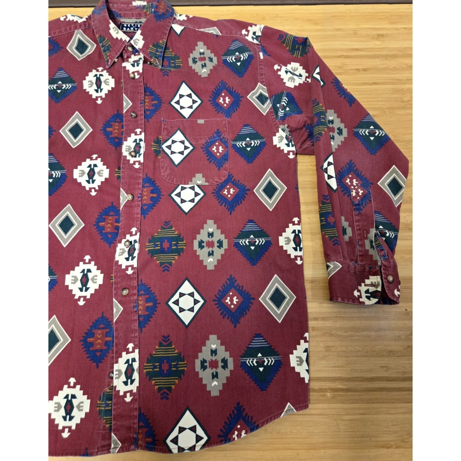 Review VINTAGE Review by Baxter Shirt Mens Large Red Aztec Southwestern Button Up 90s Size US L / EU 52-54 / 3 - 2 Thumbnail