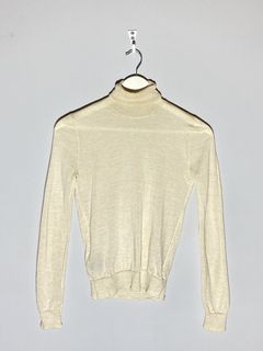 Prada White Technical Jersey Mock Neck Turtleneck Sweater XL Prada