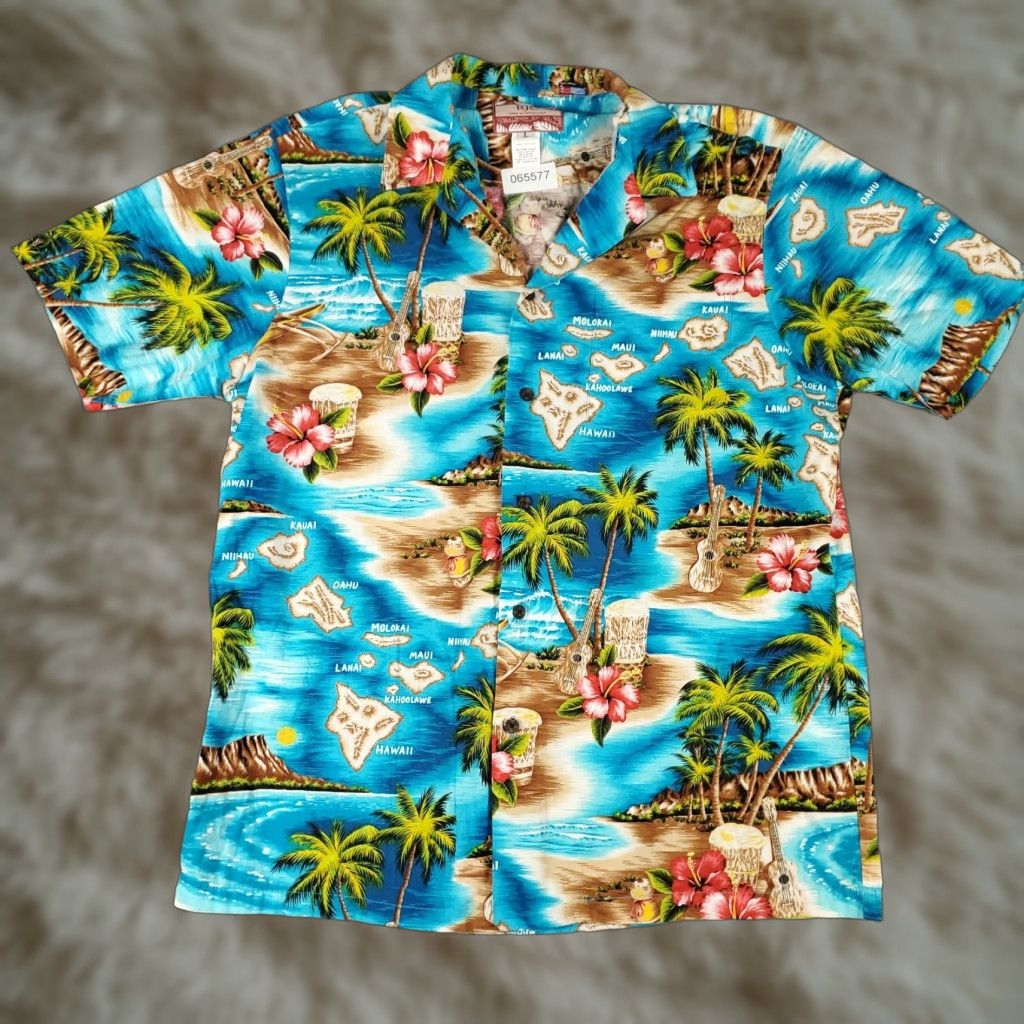 Vintage RJC Shirt Mens Large Blue Tropical Hawaiian Button Up Short Sleeve Shirt Size US L / EU 52-54 / 3 - 1 Thumbnail