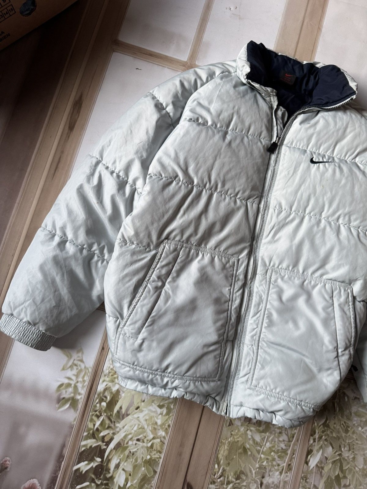Nike 🛸 VINTAGE 90s NIKE METALLIC SILVER PUFFER JACKET 🛸 Size US M / EU 48-50 / 2 - 3 Thumbnail