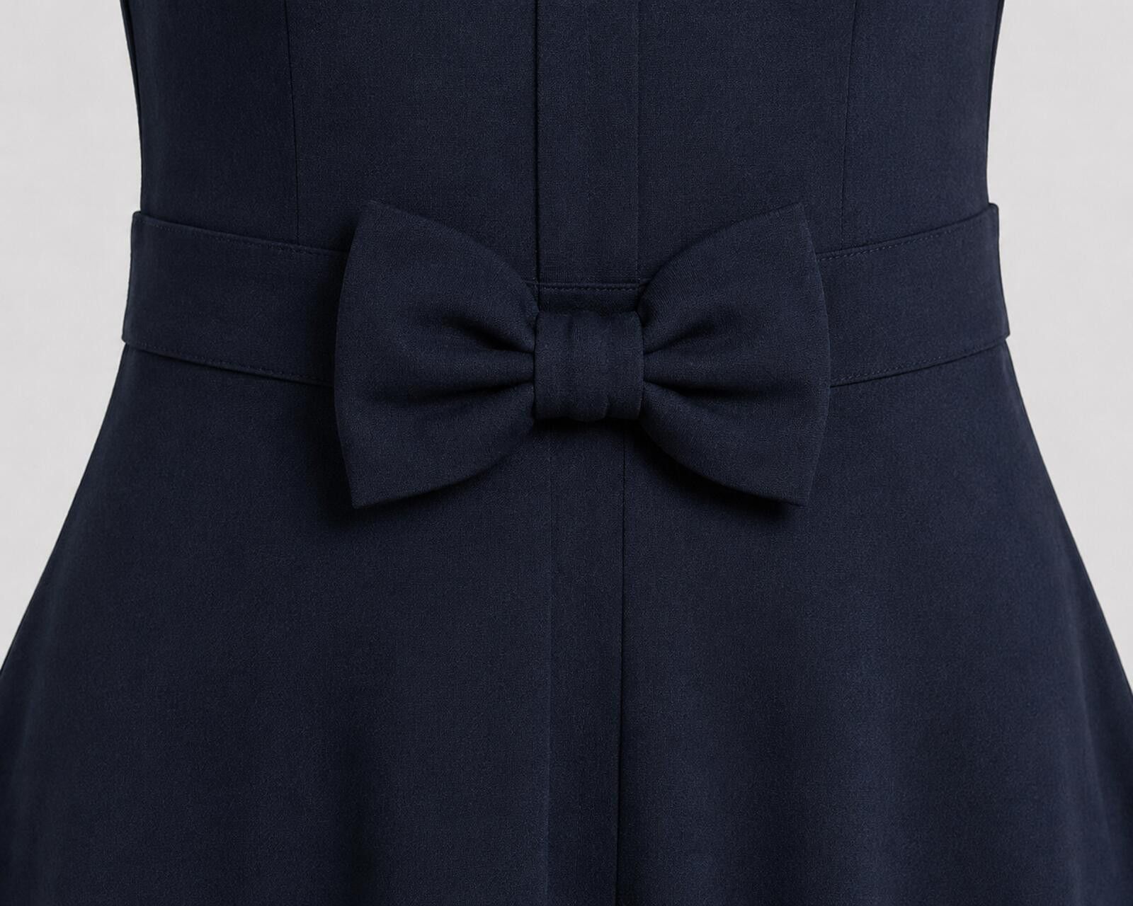 Other Zara Basic Navy Fit & Flare Bow Dress - Medium Size M / US 6-8 / IT 42-44 - 4 Thumbnail