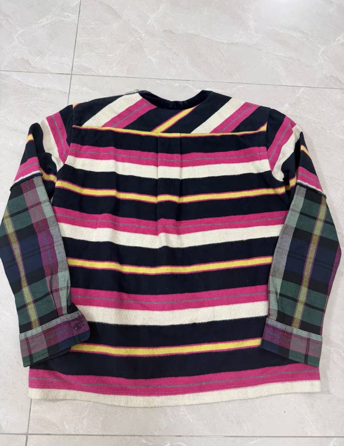 Sacai Sacai Deconstructed Patchwork Stripe Plaid Shirt Hoodie J34 Size US XS / EU 42 / 0 - 5 Thumbnail