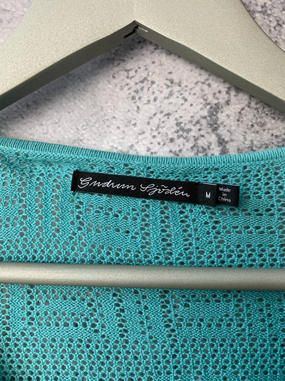 Designer Gudrun Sjoden Green Cotton Pointelle Knit Cardigan Sweater Size M / US 6-8 / IT 42-44 - 13 Thumbnail