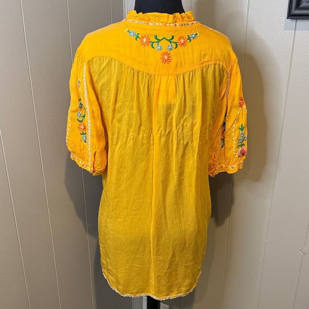 Johnny Was Johnny Was Women’s Small Yellow Floral Embroidered Blouse Size S / US 4 / IT 40 - 5 Thumbnail