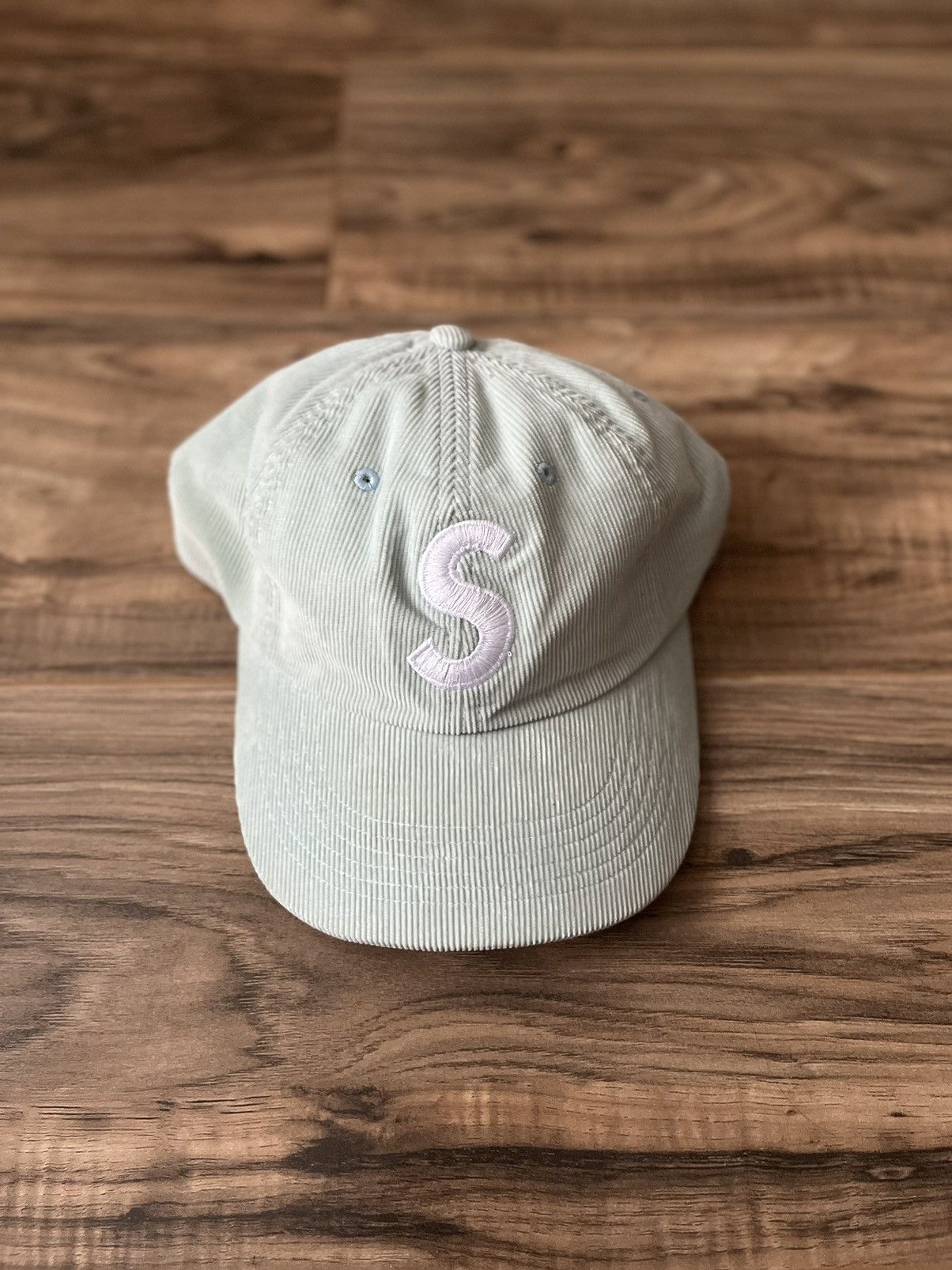 image of Supreme Fine Wale Corduroy S Logo 6-Panel in Light Blue, Men's