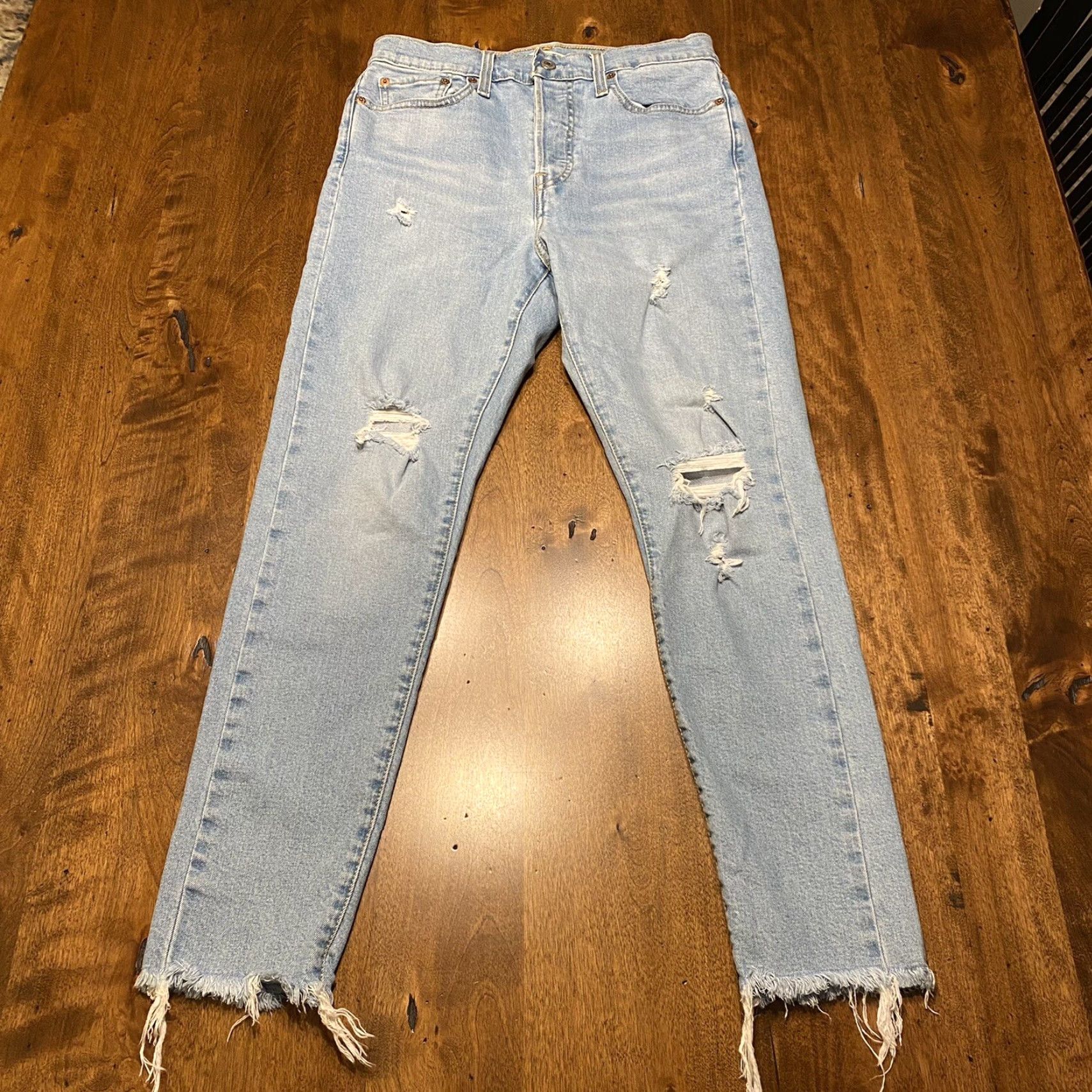 Levi's Levi's Wedgie Skinny Jeans Women's 29 Button Fly Light Blue Denim Distressed 28x26 Men? Women? Size 29" - 2 Thumbnail