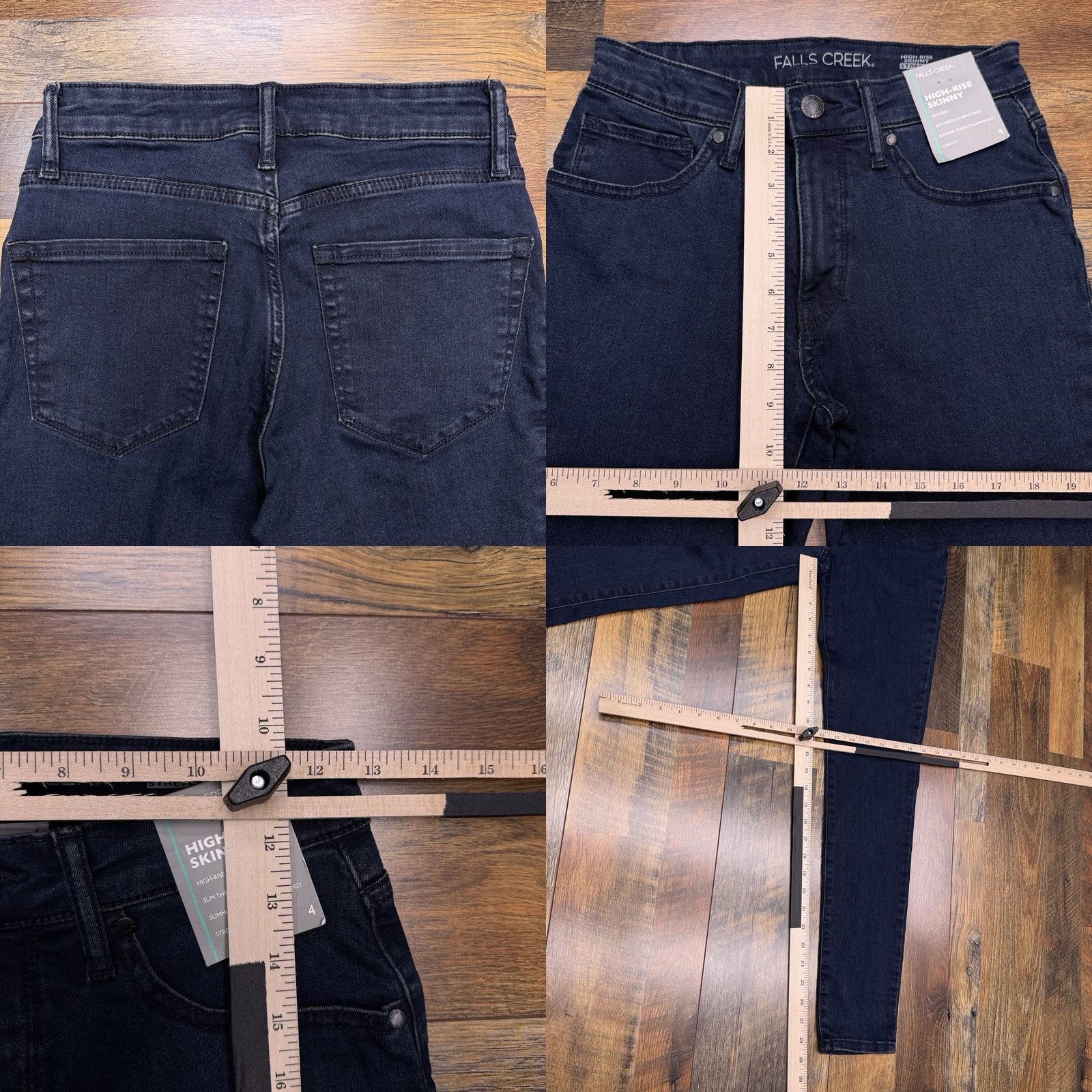 Vintage Falls Creek Jeans Womens 4 Skinny High Rise Blue Denim Stretch 5-Pocket Logo Zip 28.5in Inseam Slim Regular Cotton Blend NWT City 90s? Size 27" / US 4 / IT 40 - 8 Thumbnail