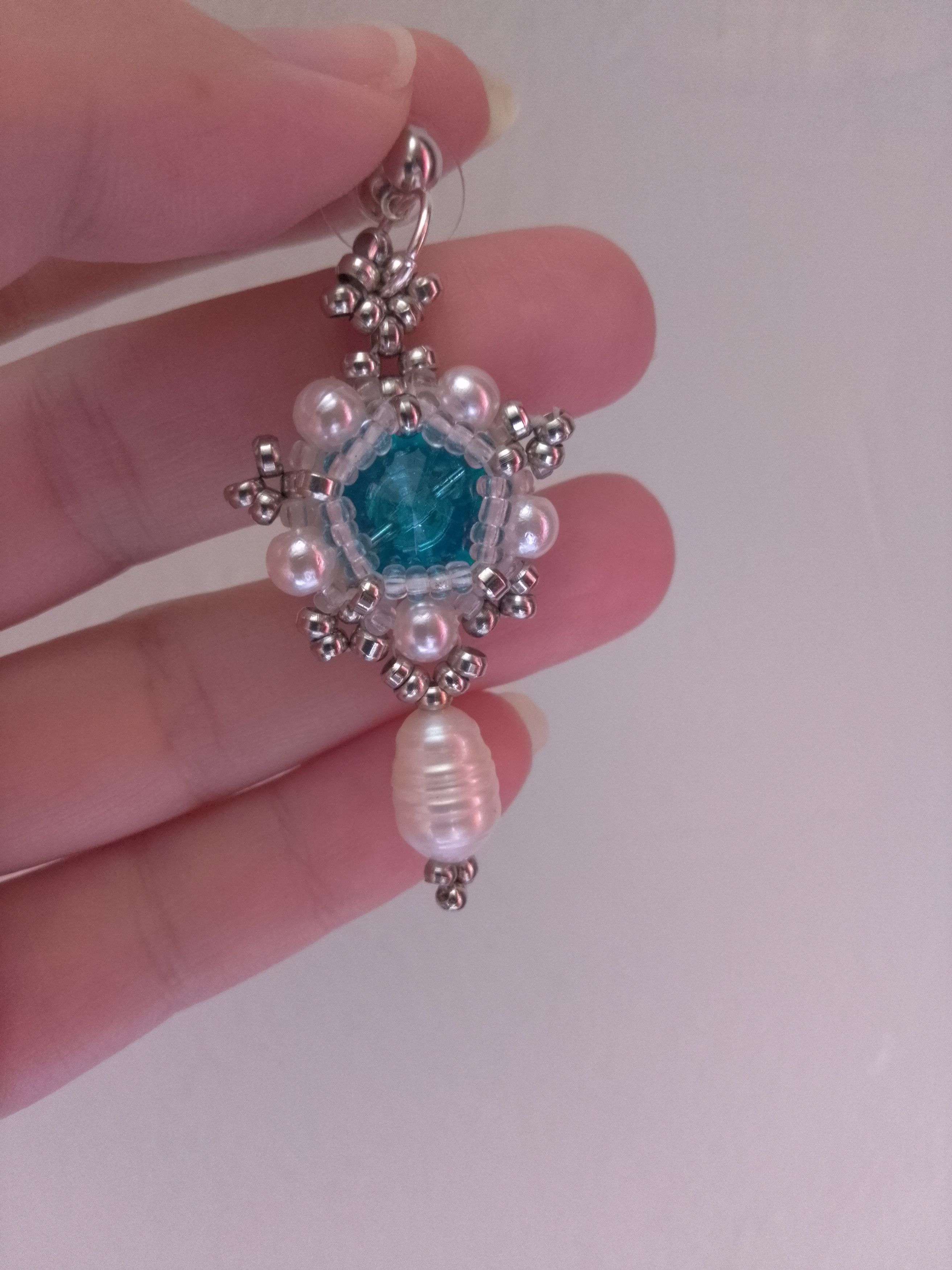 Handmade Earrings vintage style freshwater pearls blue zirconia Size ONE SIZE - 2 Thumbnail