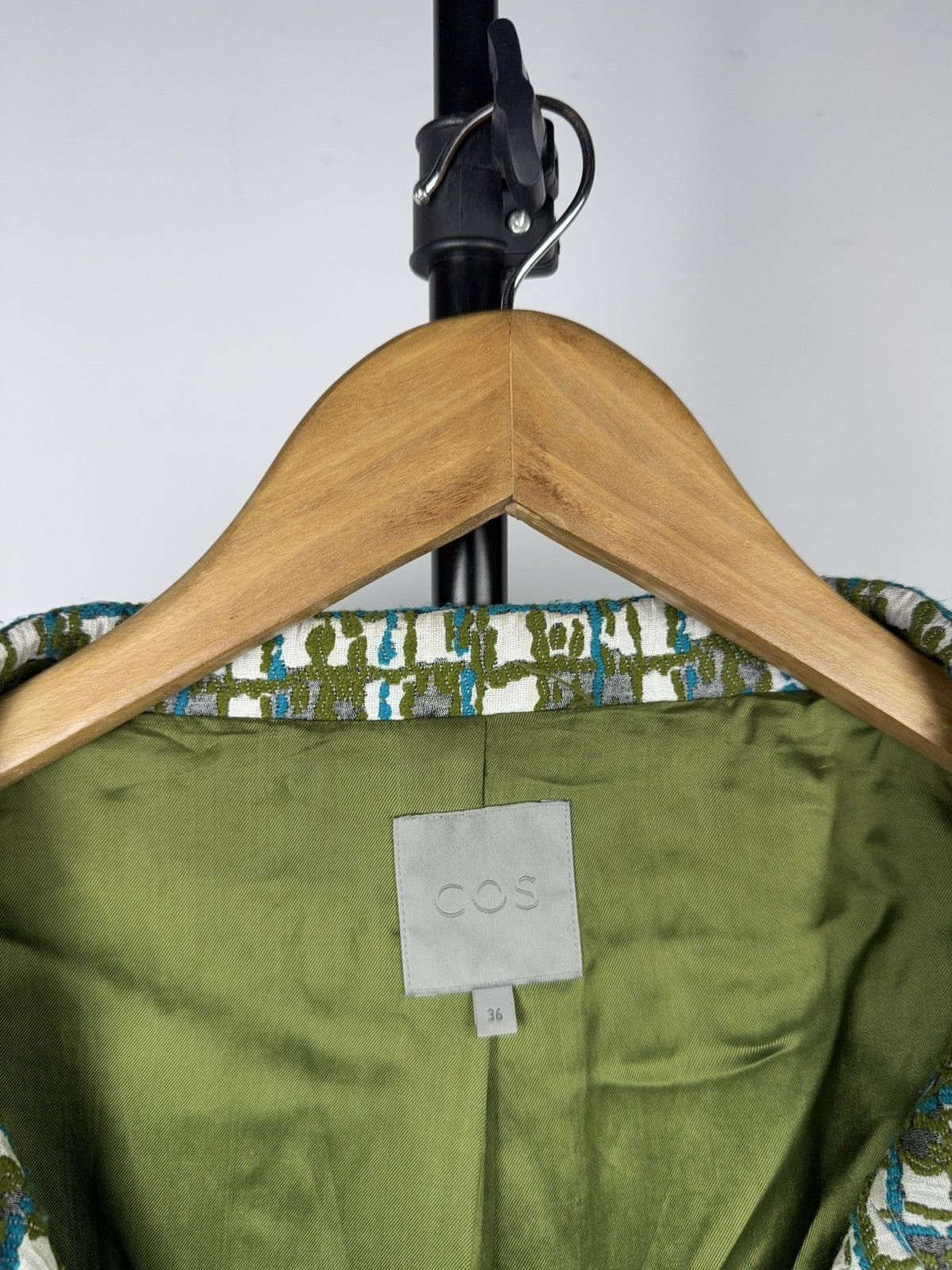 Cos COS Textured Jacquard Coat Green Abstract Pattern SZ 36 S/M Size S / US 4 / IT 40 - 7 Thumbnail