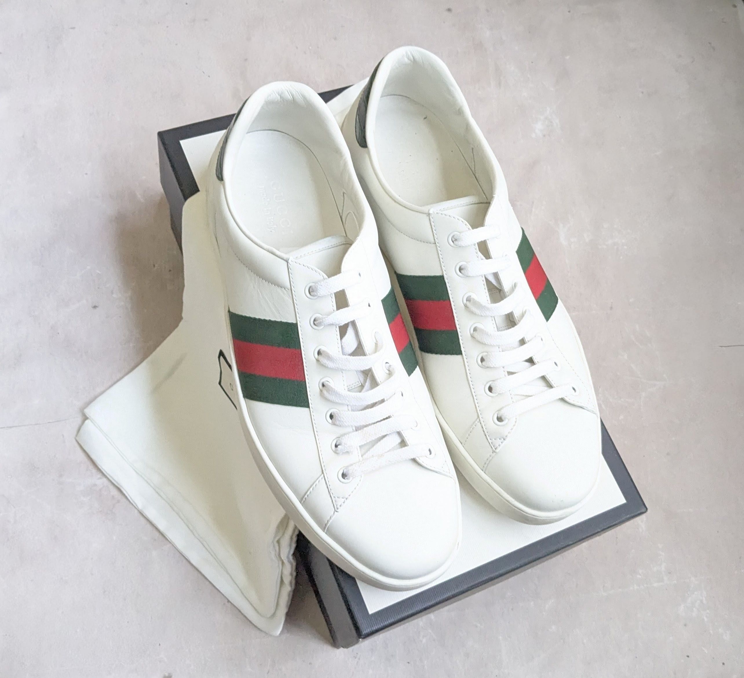 Gucci Gucci Ace Sneakers White 13.5 Red Low Tops Canvas Logo GG Size US 13 / EU 46 - 1 Thumbnail