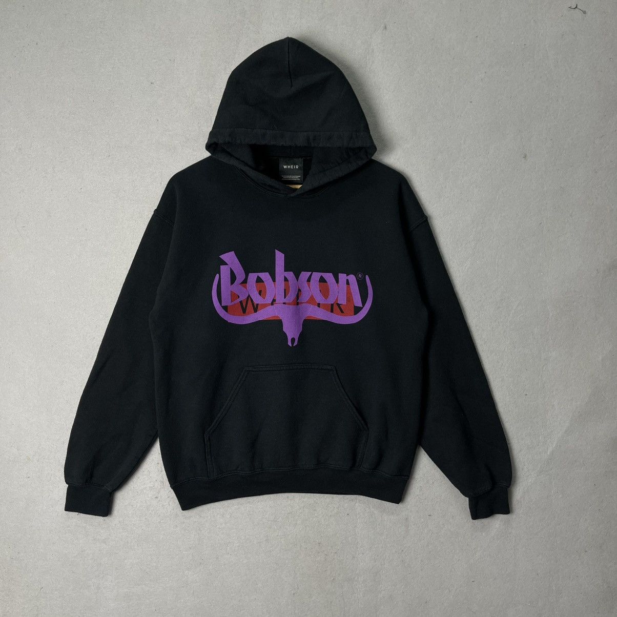 Japanese Brand WHEIR “Bobson” Graphic Pullover Hoodie – Black (Size M) Size US M / EU 48-50 / 2 - 1 Thumbnail