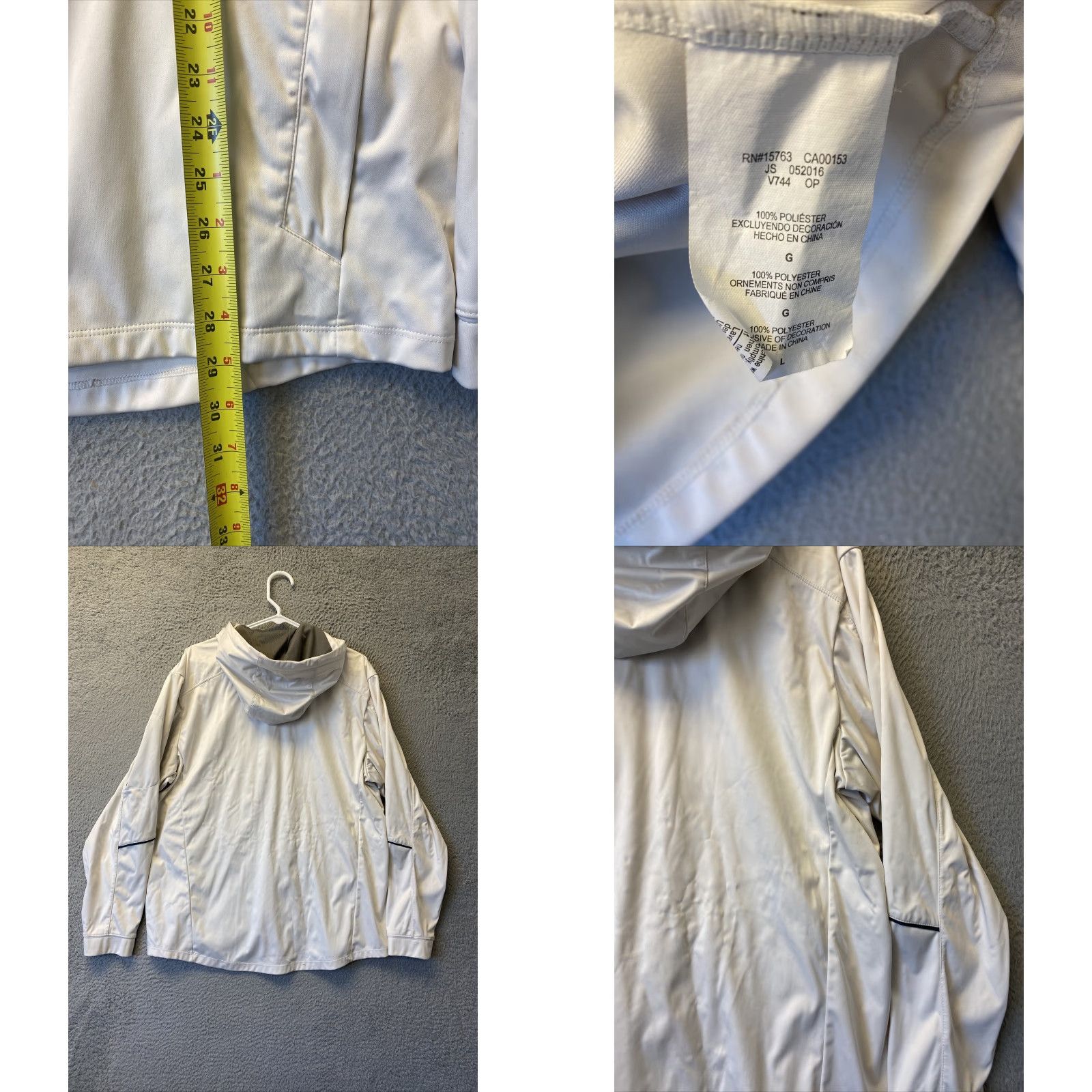 Champion Champion Jacket Mens L Soft Shell Full Zip Cream Lightweight Windbreaker Size US L / EU 52-54 / 3 - 8 Thumbnail
