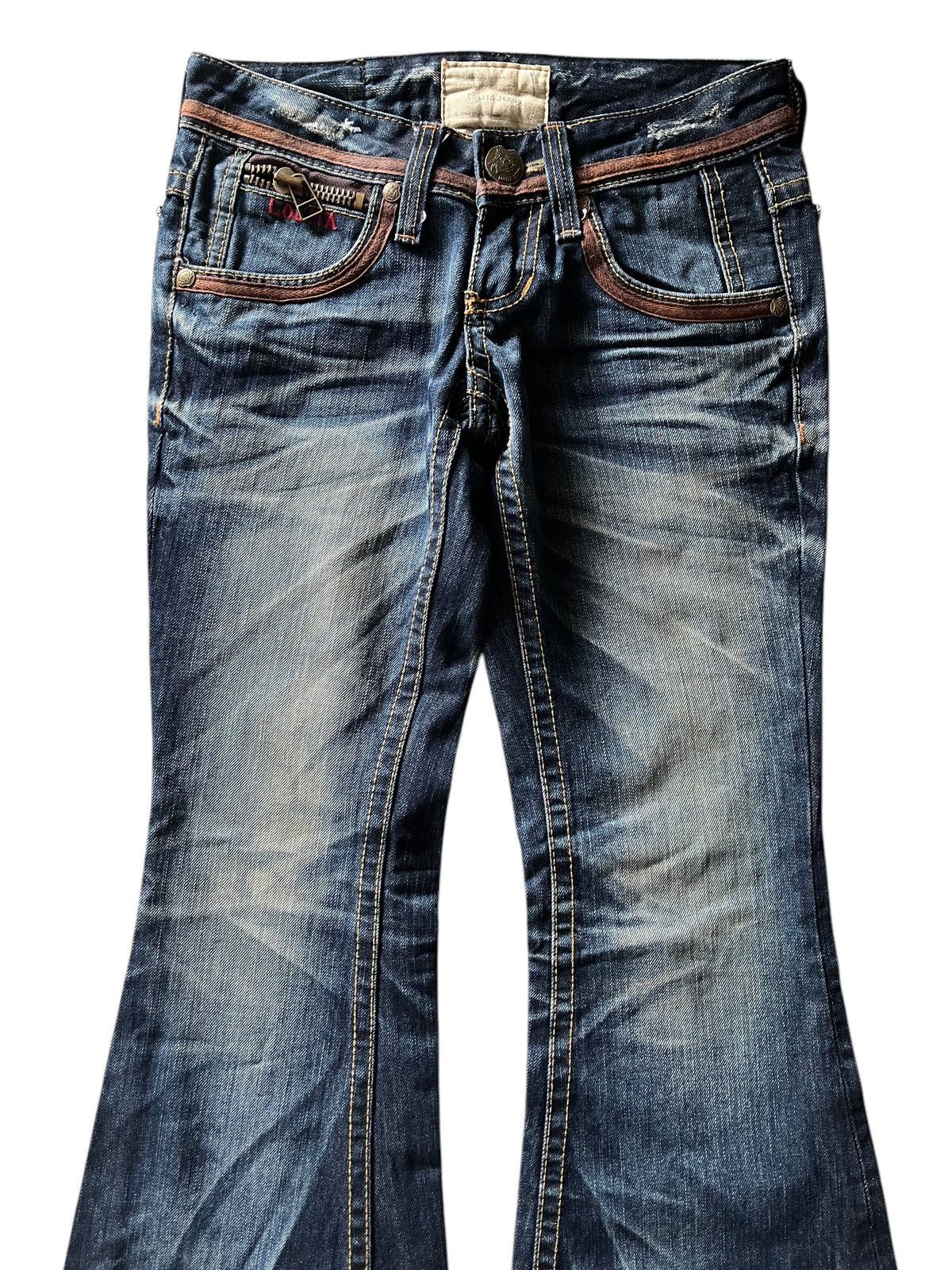 If Six Was Nine Lolita Whisker Wash Flared Jeans Size US 29 - 3 Thumbnail