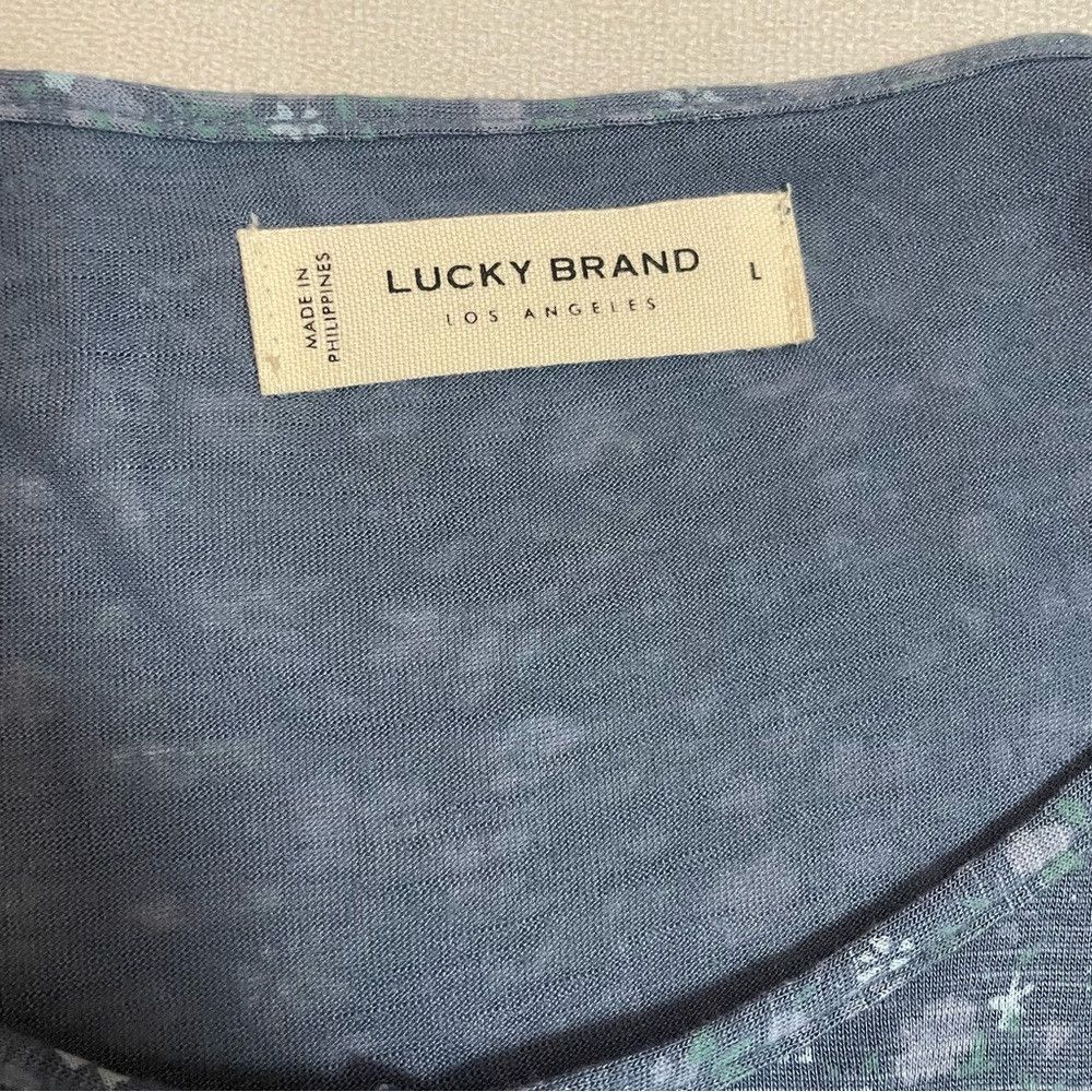 Lucky Brand NWT New Lucky Brand Ditsy Long Sleeve Peplum Blue Viscose T Size L / US 10 / IT 46 - 7 Thumbnail