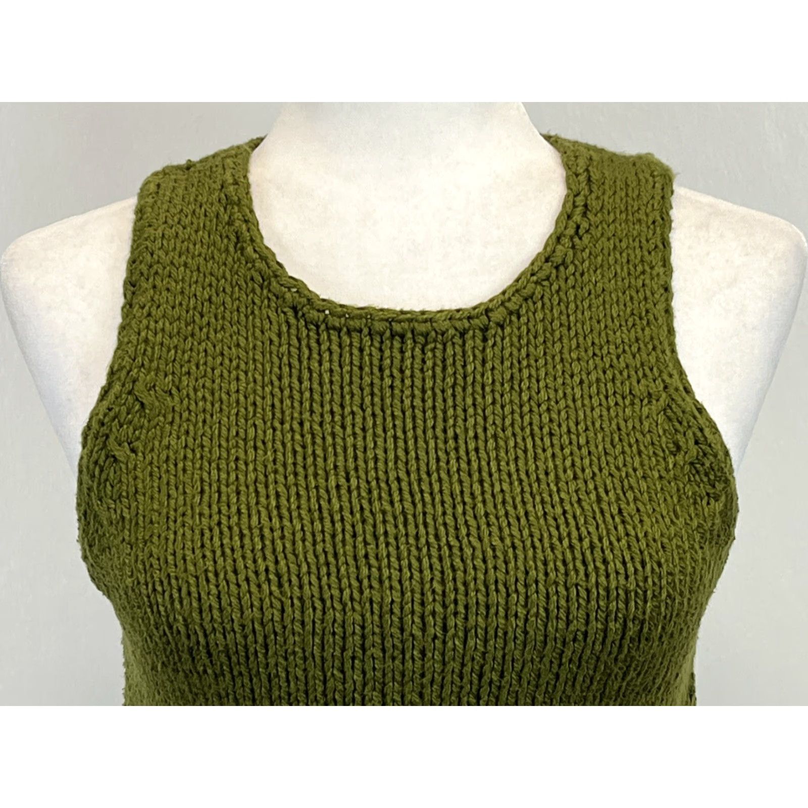 Michael Kors MICHAEL KORS Chunky-Knit Sweater Vest Sz Small Womens Olive Green Classic Size S / US 4 / IT 40 - 5 Thumbnail