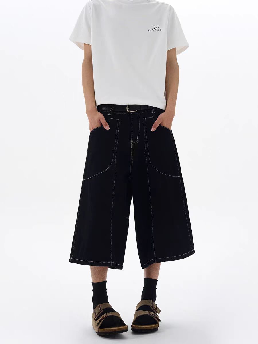 Japanese Brand Vintage brightline black baggy straight leg 7 pants Size US 30 / EU 46 - 4 Thumbnail