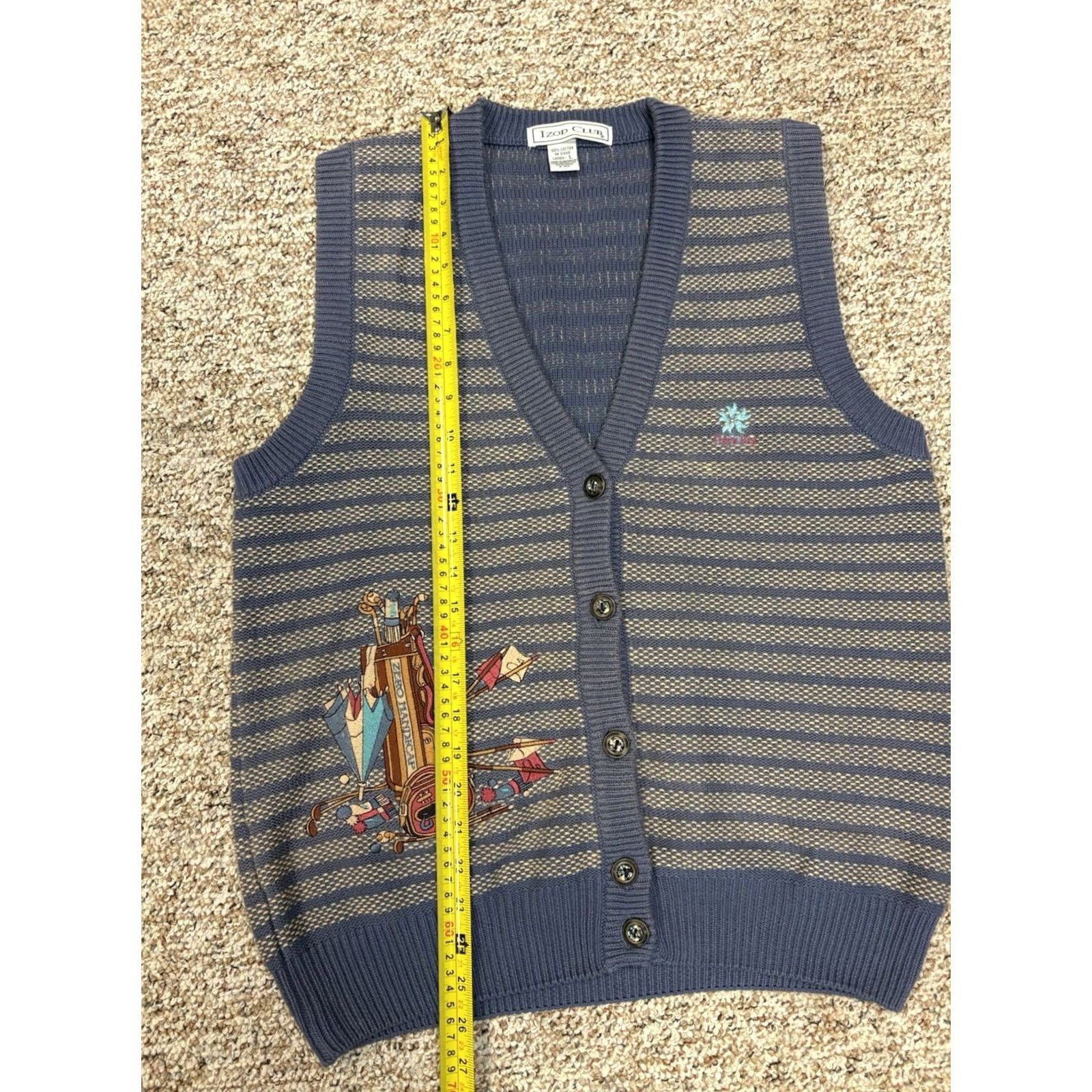 Izod VINTAGE IZOD Ladies Golf Sweater Vest L Blue 100% Cotton Embroidered Preppy 90s 80s Poipu Bay Zero Handicap V-Neck Sleeveless Woman Vest Ladies Size L / US 10 / IT 46 - 6 Thumbnail