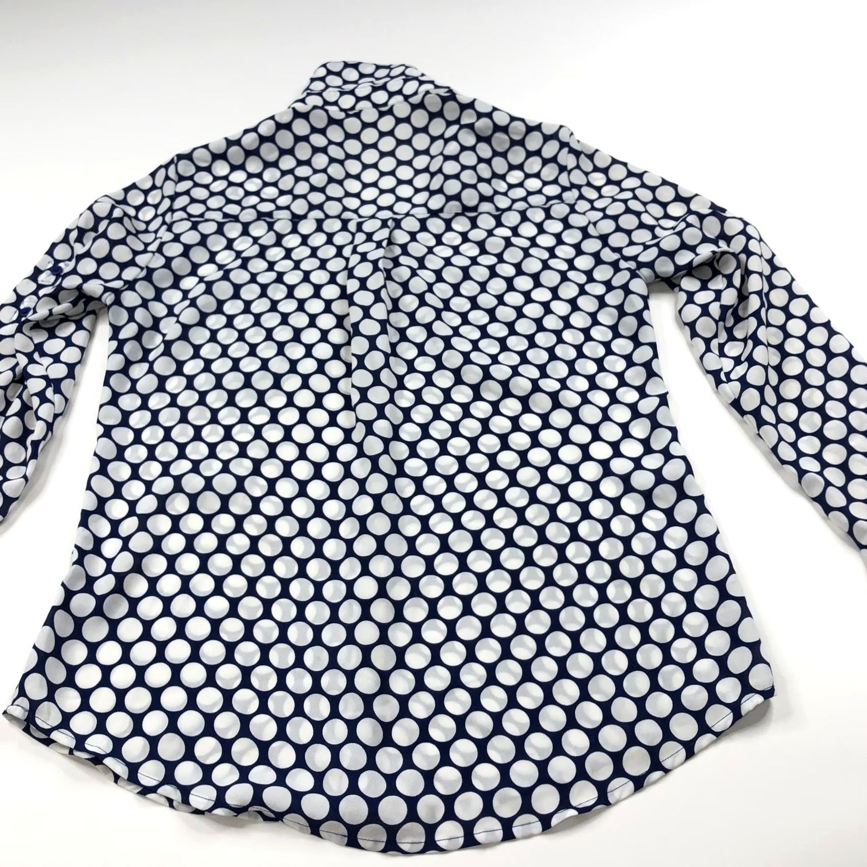 Express Express The Portofino Shirt XS Women Polyester Long Sleeve Polka Dot Shirt Blue Size XS / US 0-2 / IT 36-38 - 6 Thumbnail
