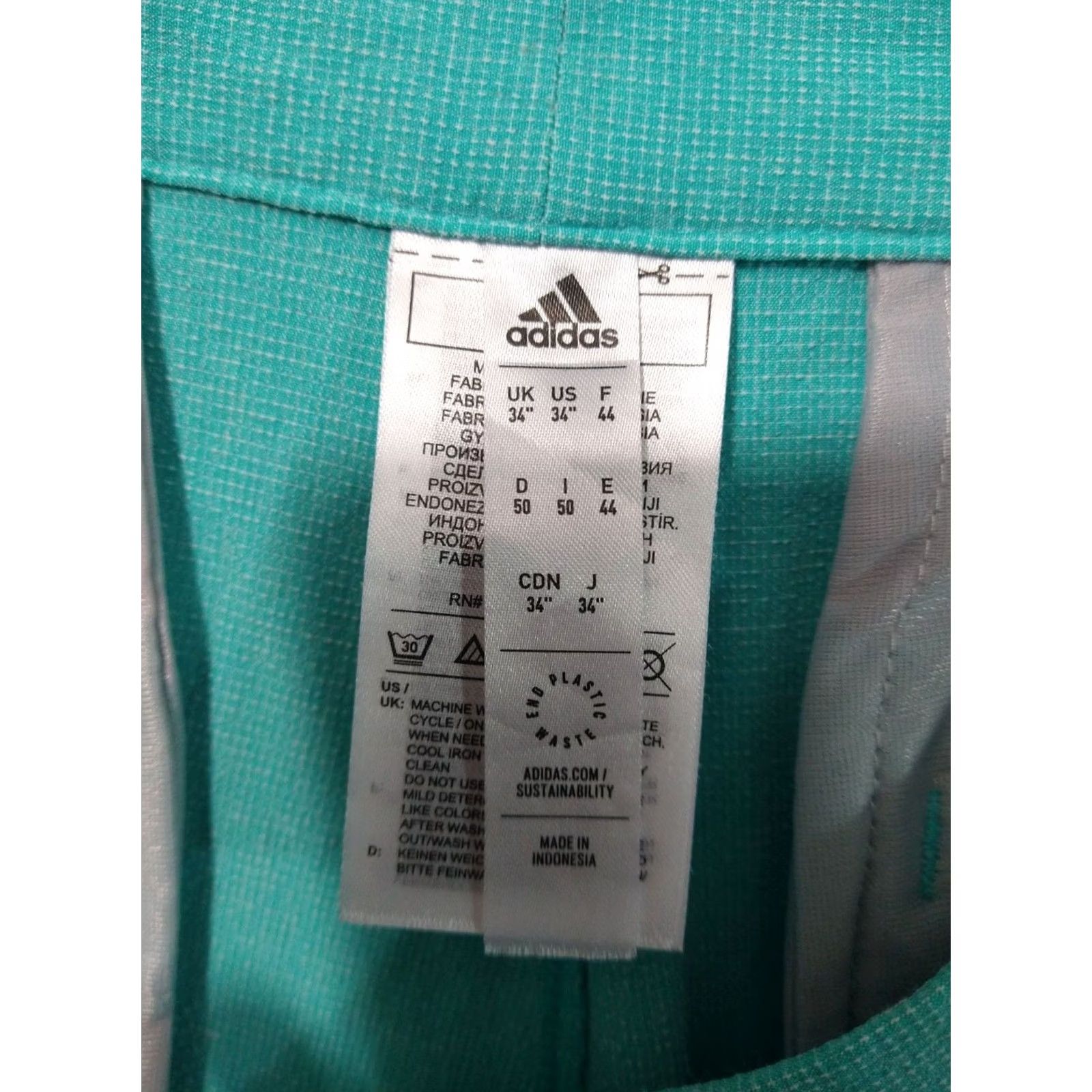 Adidas Adidas Shorts Mens 34 Turquoise Crosshatch Mid Rise Flat Front Golf Stretch Size US 34 / EU 50 - 7 Thumbnail