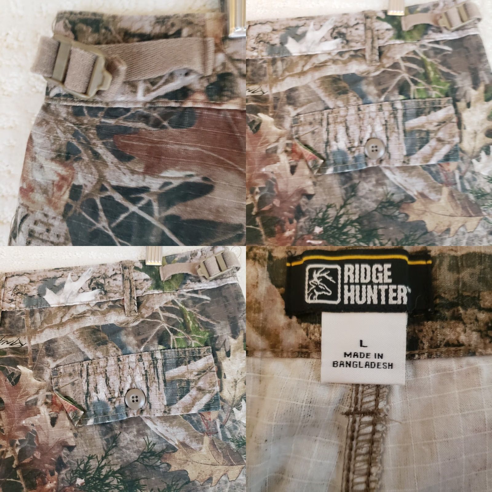 Hunter Ridge Hunter Pants Mens Large Brown TrueTimber Camouflage Cargo Straight Leg Tie Size US 33 - 10 Thumbnail