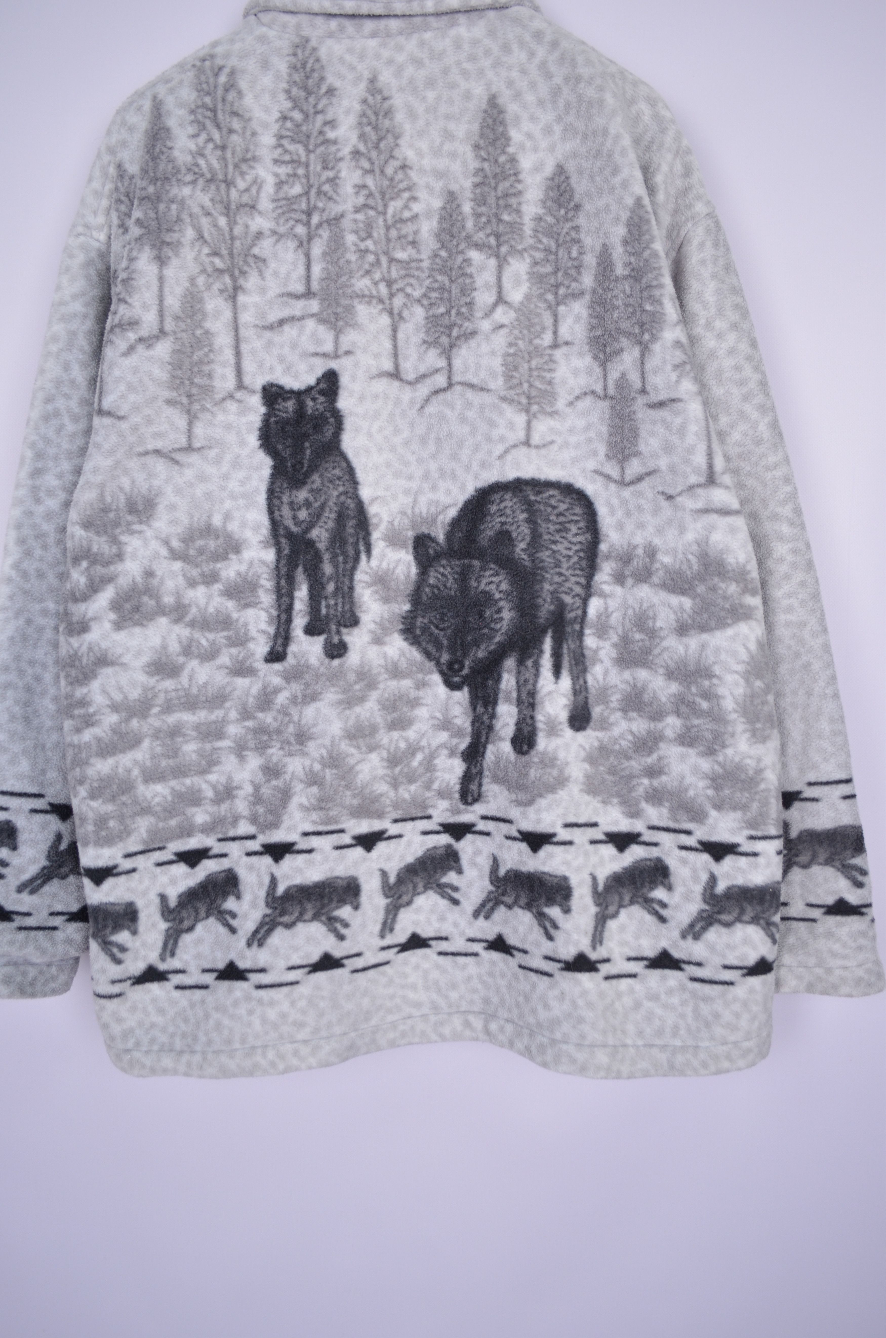 Vintage Vintage Jacques Lorant Fleece Pattern Wolves Full Zip Sz XL Size US XL / EU 56 / 4 - 9 Thumbnail
