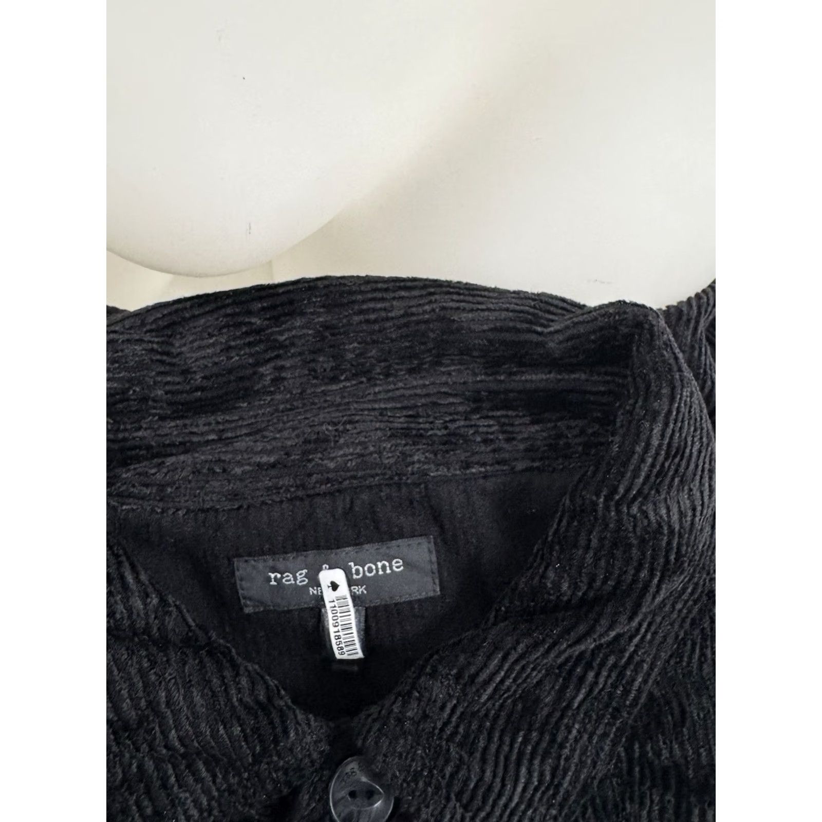 Rag & Bone Rag & Bone - Oversized Mens L Ribbed Velvet Corduroy Shirt - Button-Up Long Sleeve Black EXC Size US L / EU 52-54 / 3 - 4 Thumbnail