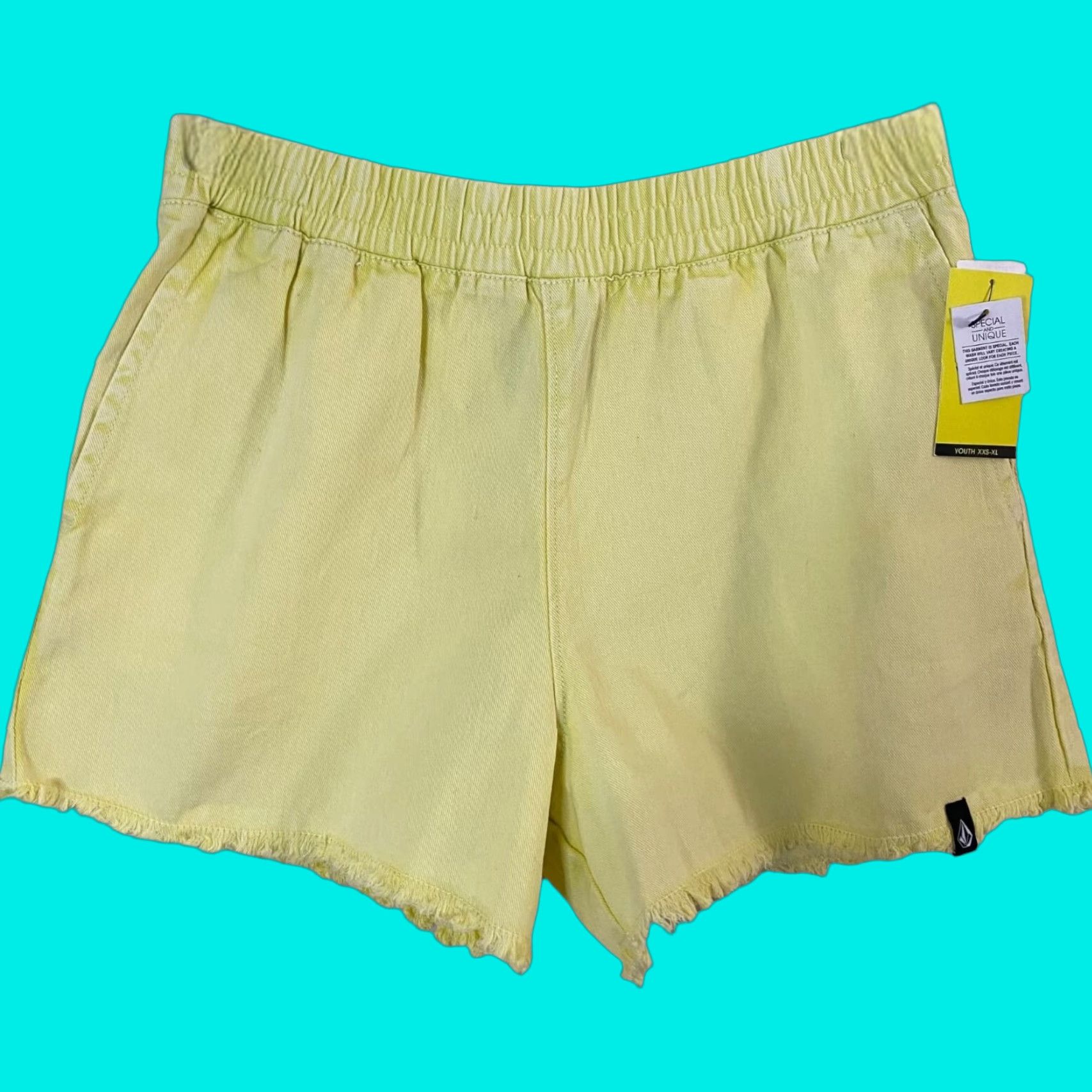 Volcom VOLCOM Strutin Stone Cotton Twill Shorts Women's Large Yellow Cut-Off Raw Hem Casual Size 36" / US 14 / IT 50 - 1 Thumbnail