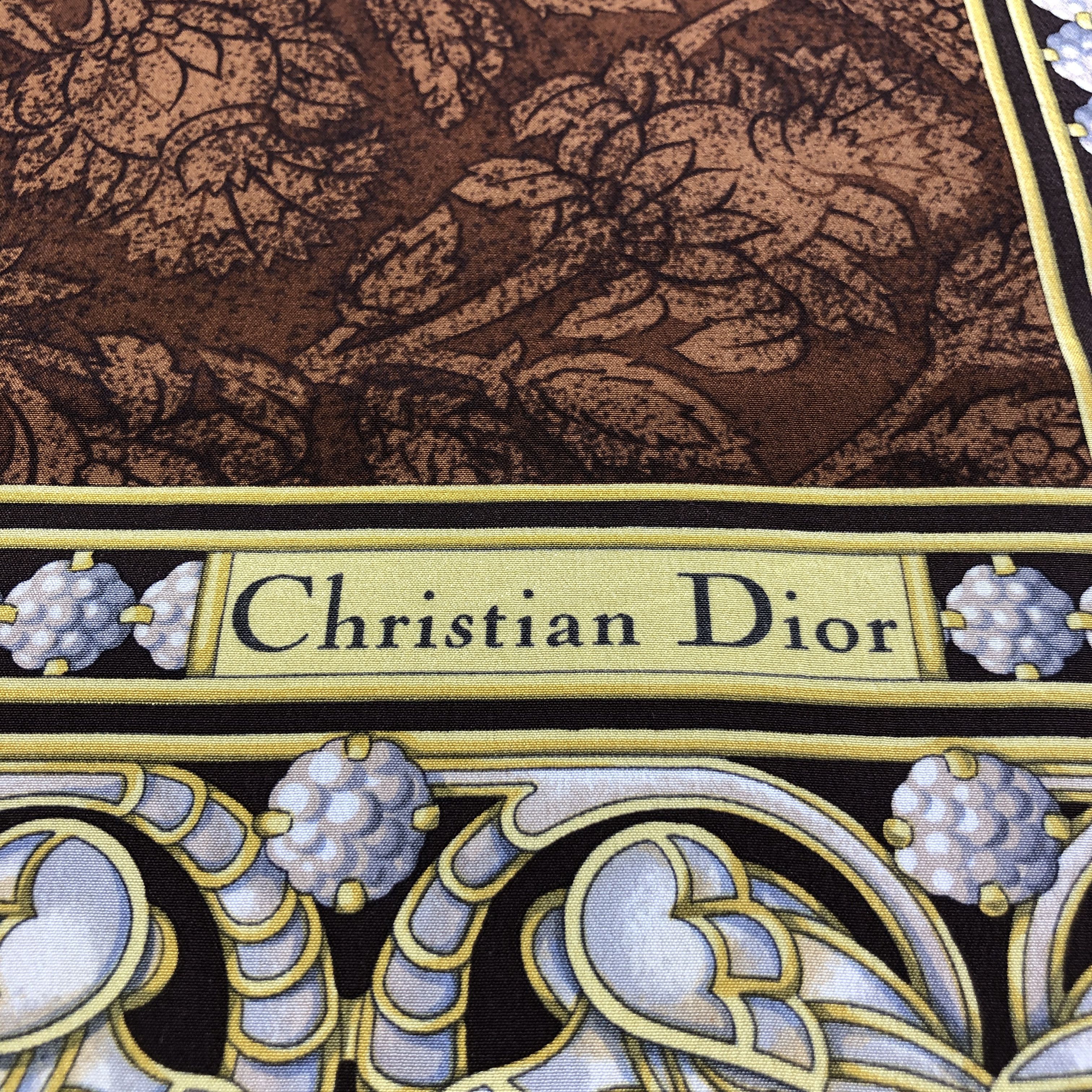 Christian Dior Monsieur Christian Dior Floral Hand Rolled Silk Scarf M1167 Size ONE SIZE - 4 Thumbnail