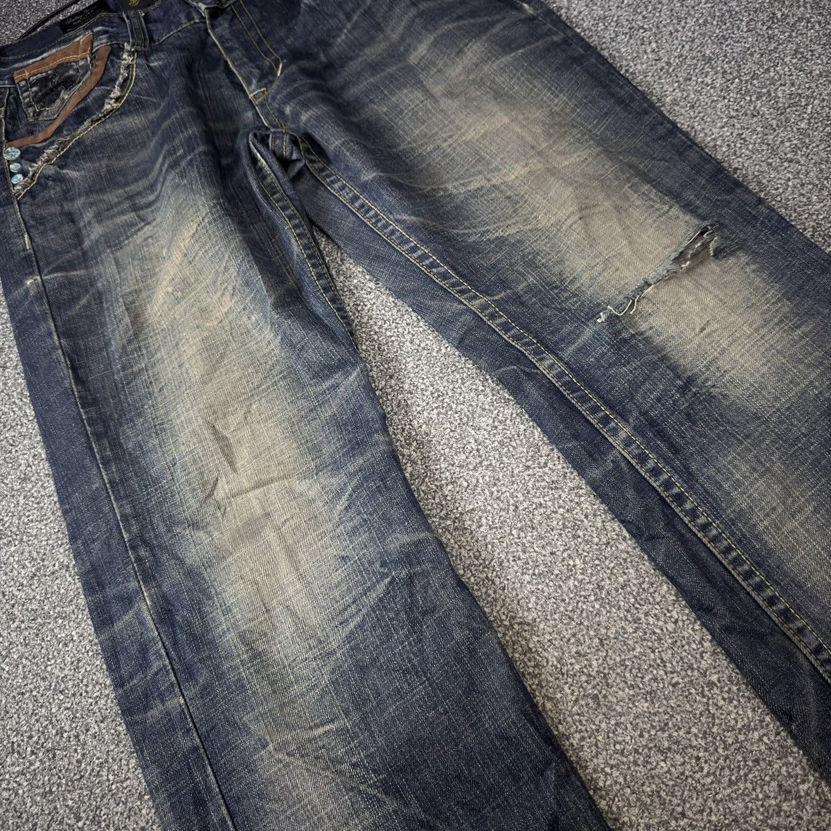 Rock Revival Crazy Seditionaries Red Papper Spellout Distressed Denim Size US 32 / EU 48 - 4 Thumbnail