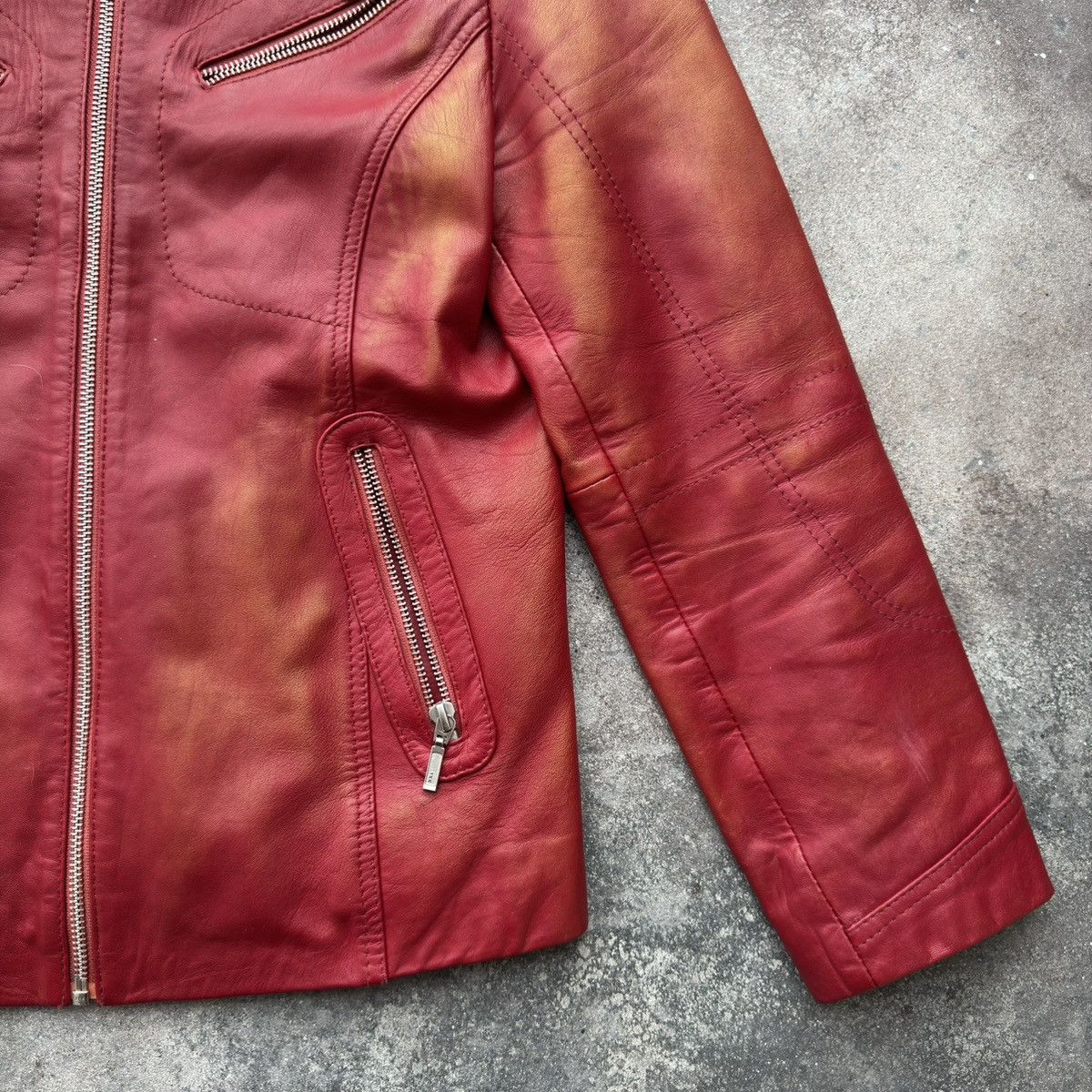 20471120 Vintage Y2K Faded Biker Leather Jacket Size XS / US 0-2 / IT 36-38 - 13 Thumbnail