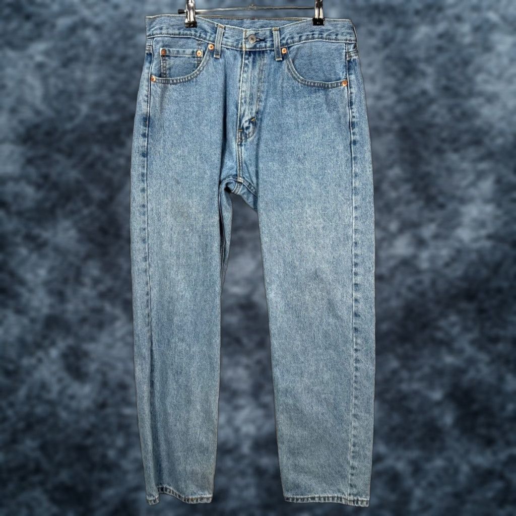Levi's Levi's 505 Jeans Mens 33 x 30 Blue Light Denim Straight Regular Cotton USA Jeans Size US 33 - 1 Thumbnail