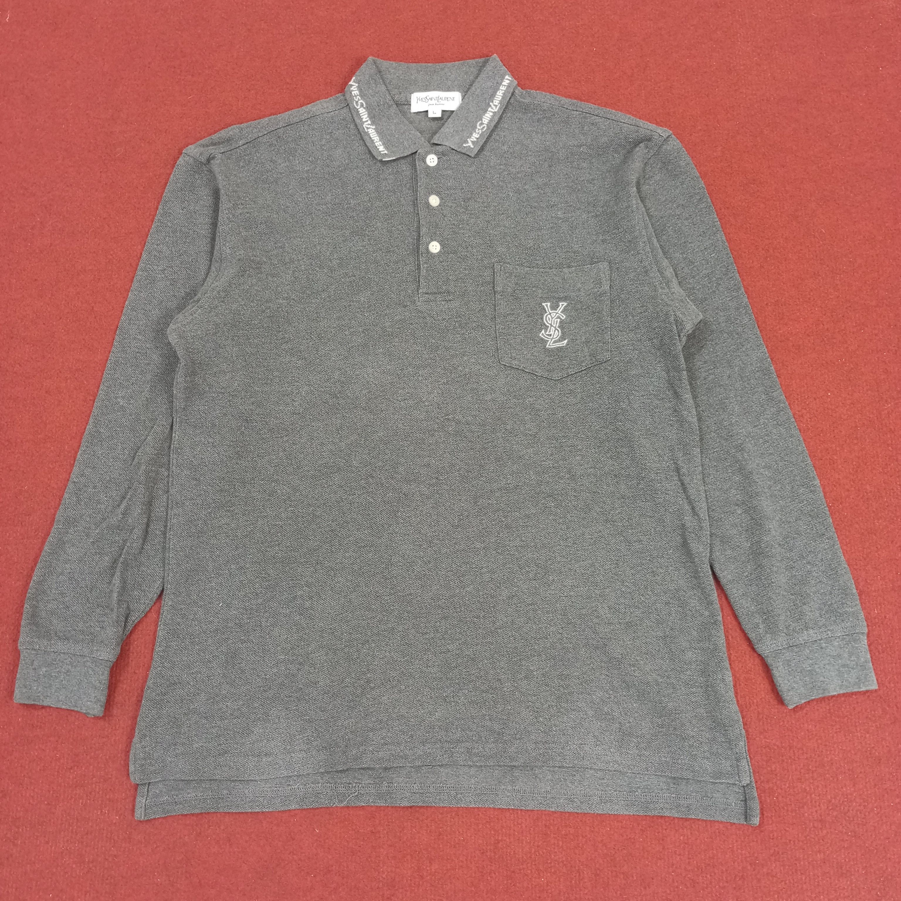 Yves Saint Laurent Yves Saint Laurent Fashion Style YSL Logo Design Polos Size US L / EU 52-54 / 3 - 2 Thumbnail