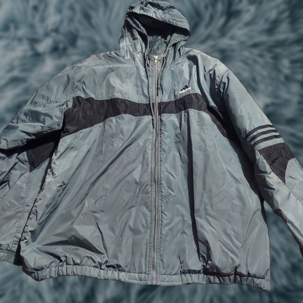Vintage Adidas Men's XL Winter Coat 2000s Gray Nylon Canvas